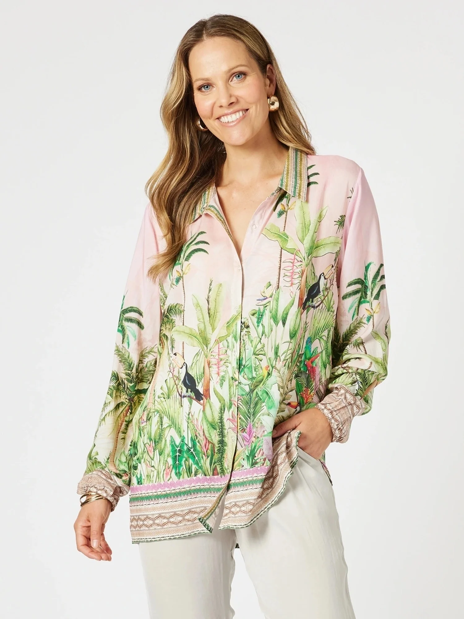 Toucan Print Shirt - Pink