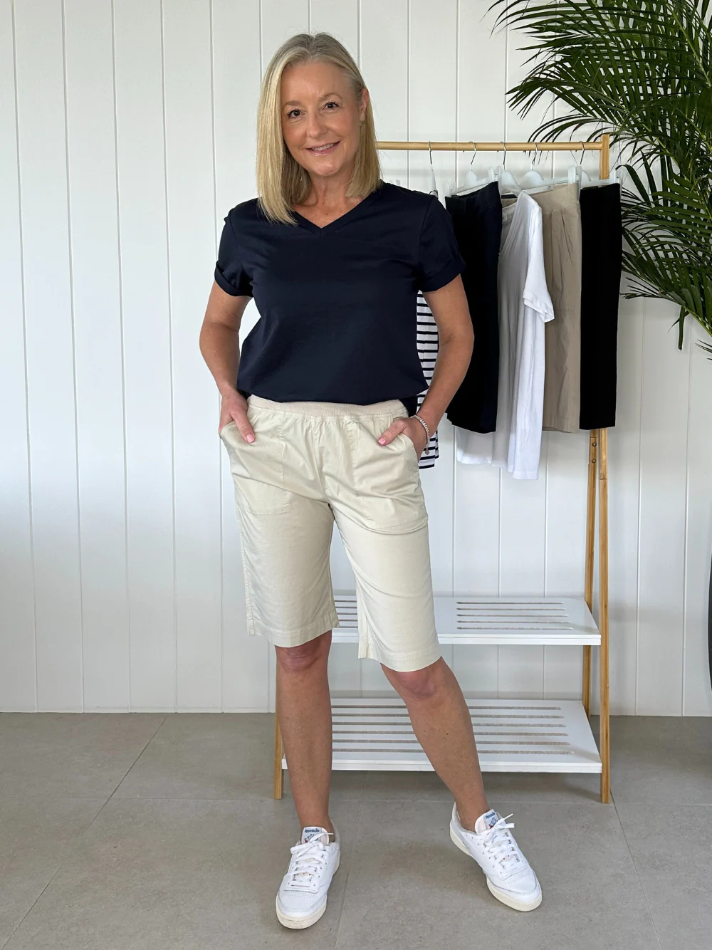 Santorini Cotton Pull On Short - Stone