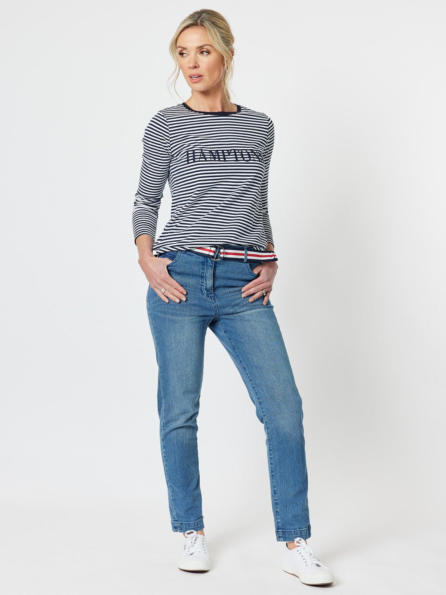 Multi Stripe Web Belt - Navy