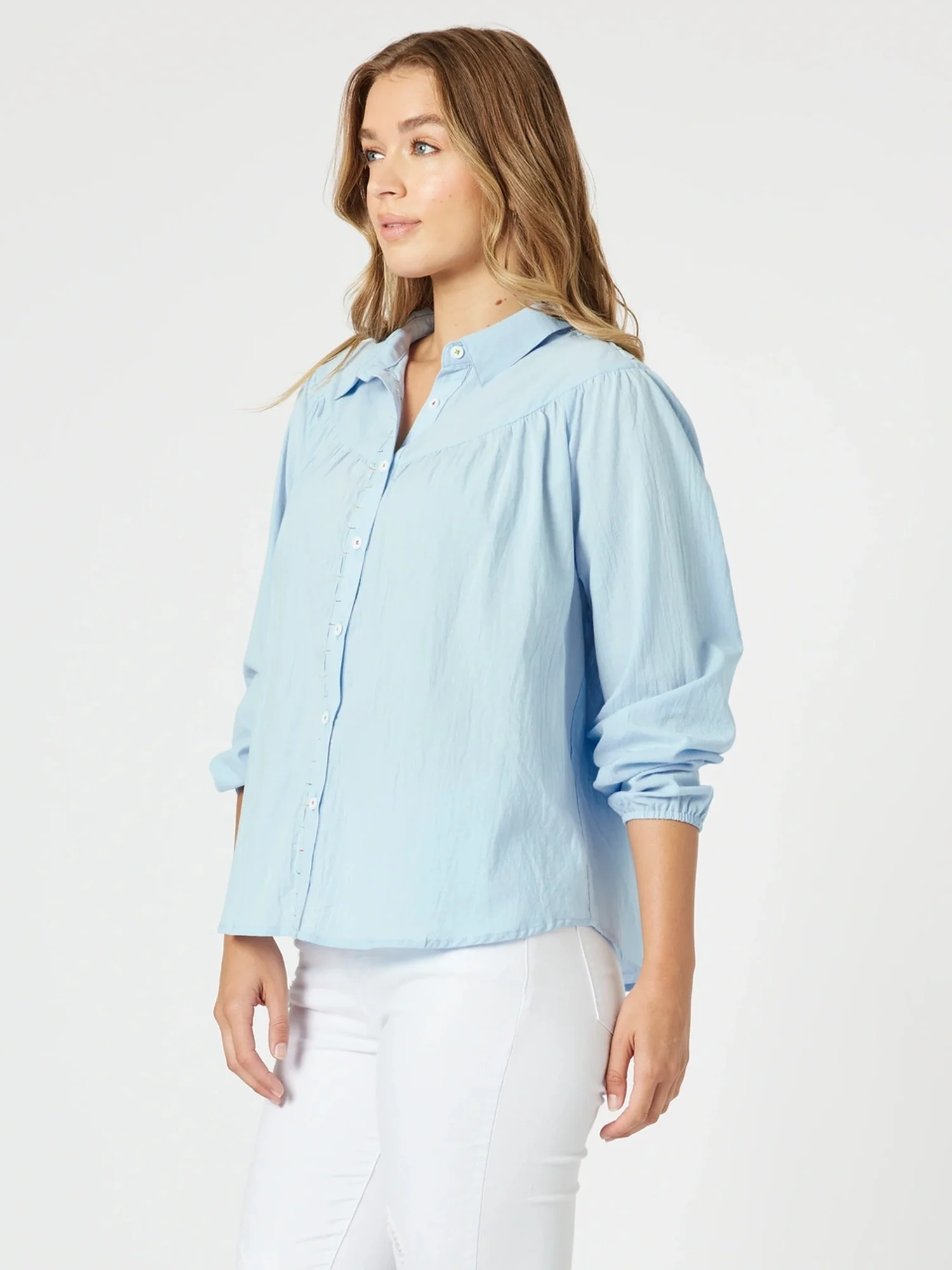 Crayon Stitch Shirt - Sky Blue