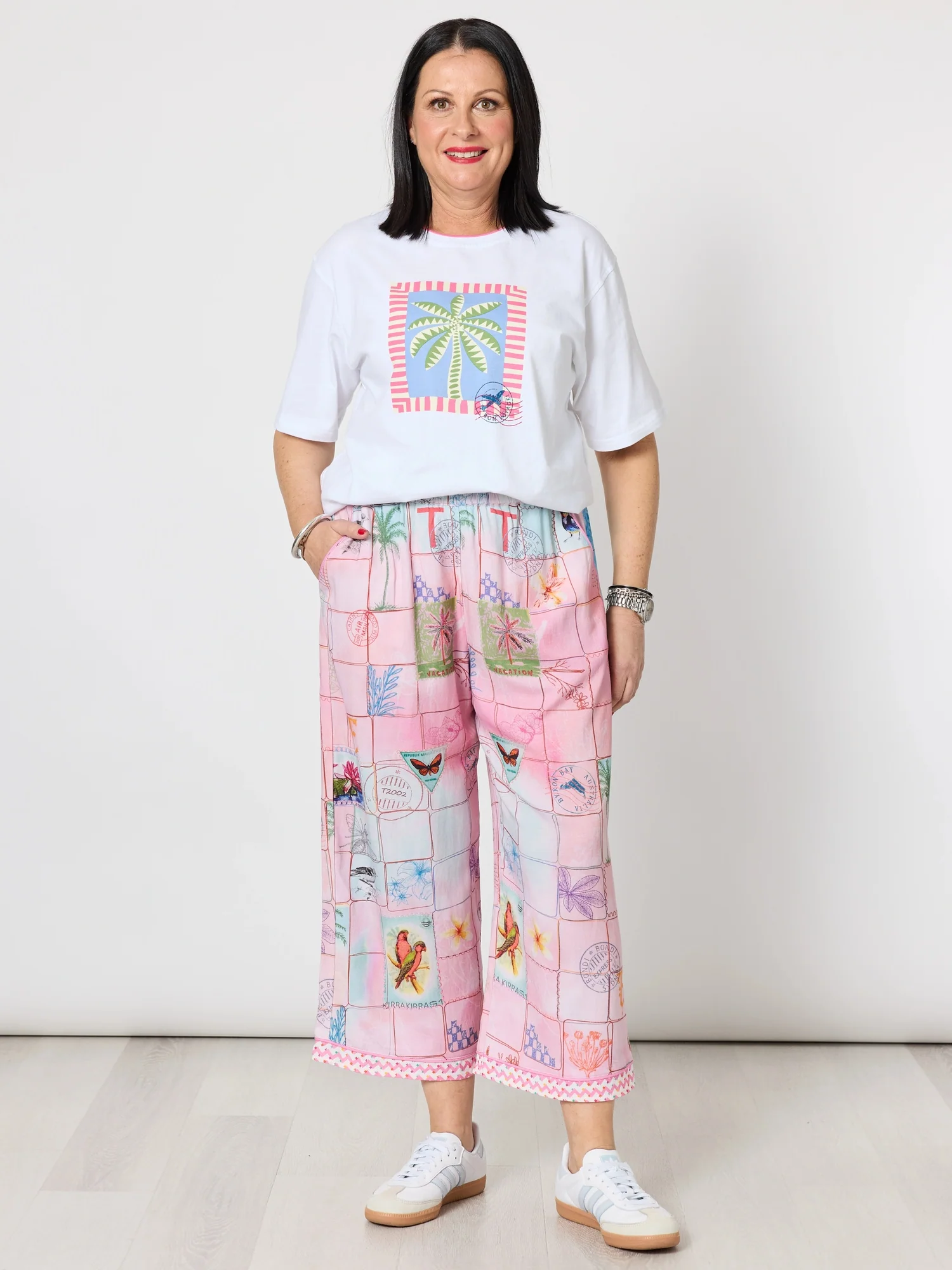 Capri Print Wide Leg Pant - Pastel Multi