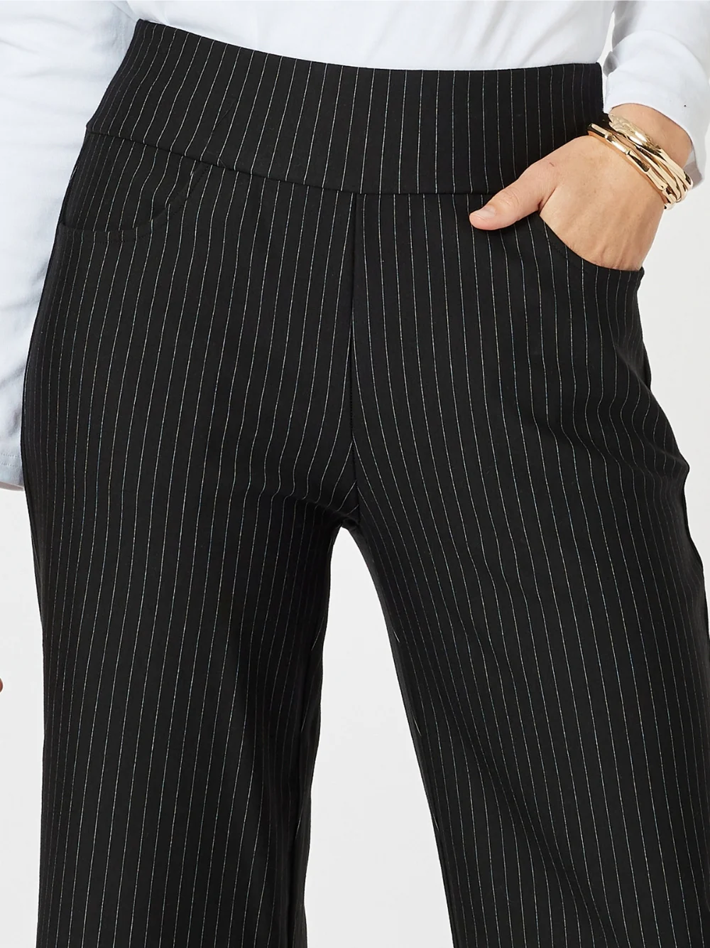 Nicky Wide Leg Pinstripe Pant - Natural/Black
