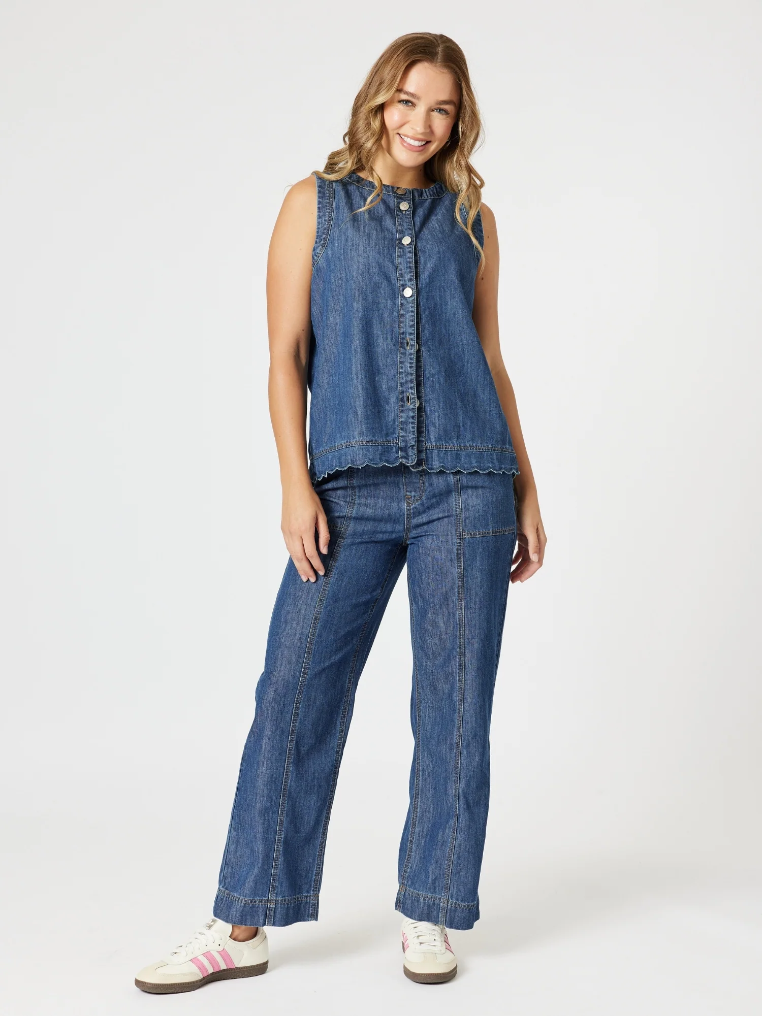 Charli Reversible Button Up Denim Top - Denim