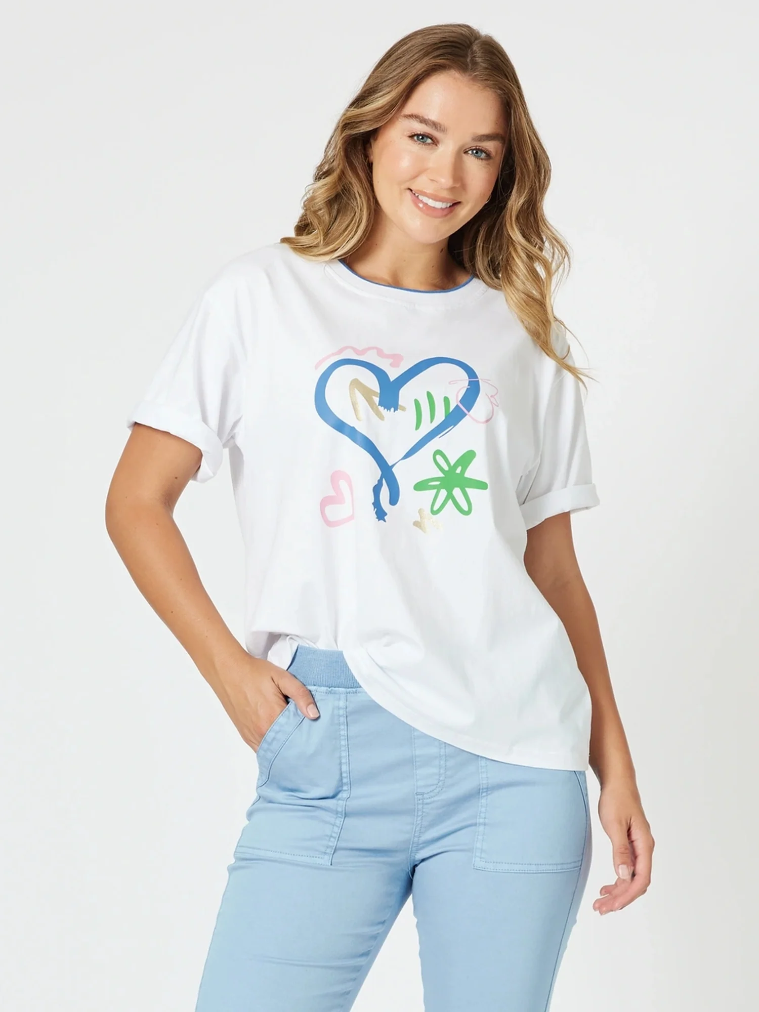 Heart Print Tee - White