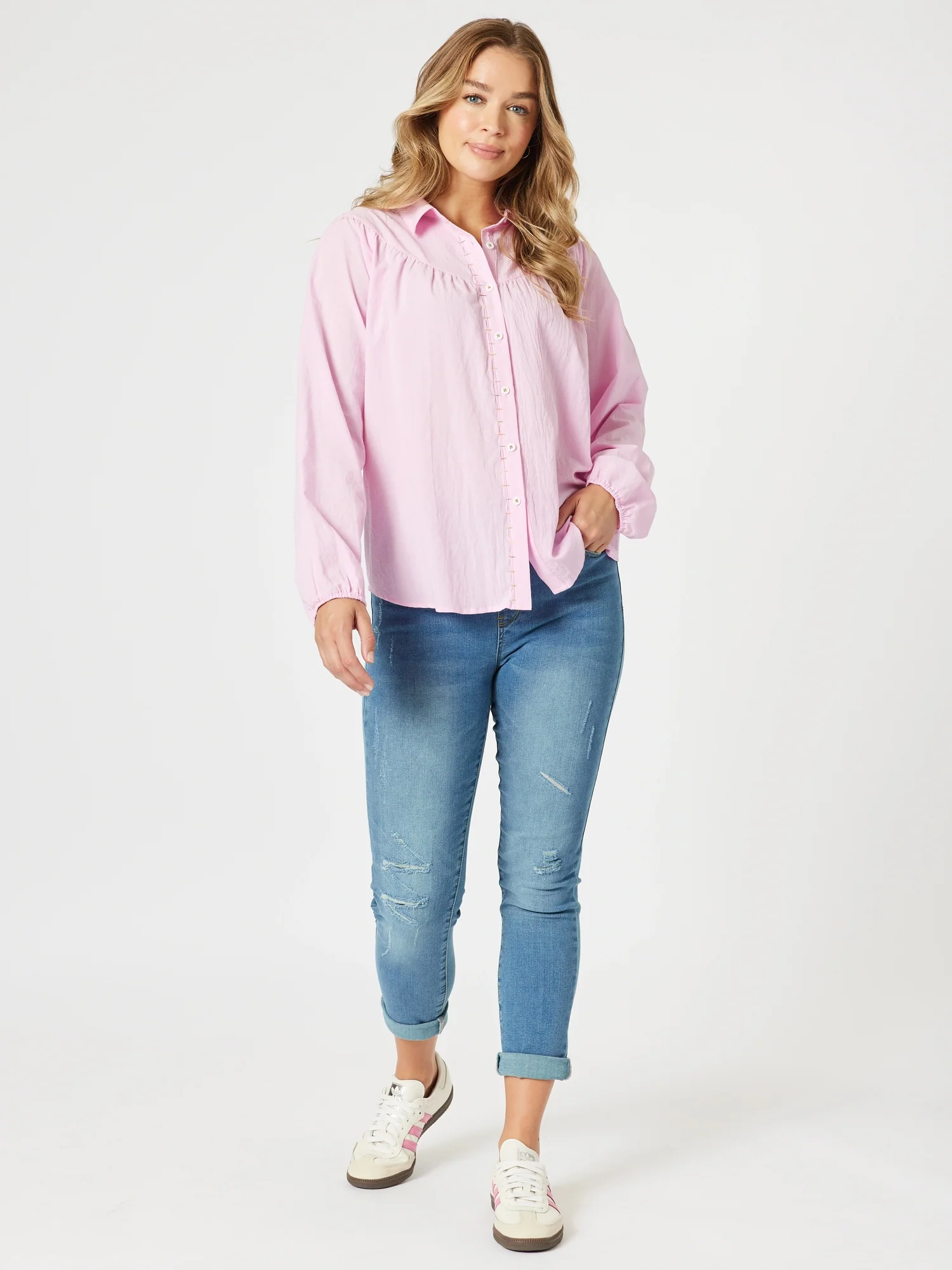 Crayon Stitch Shirt - Pink
