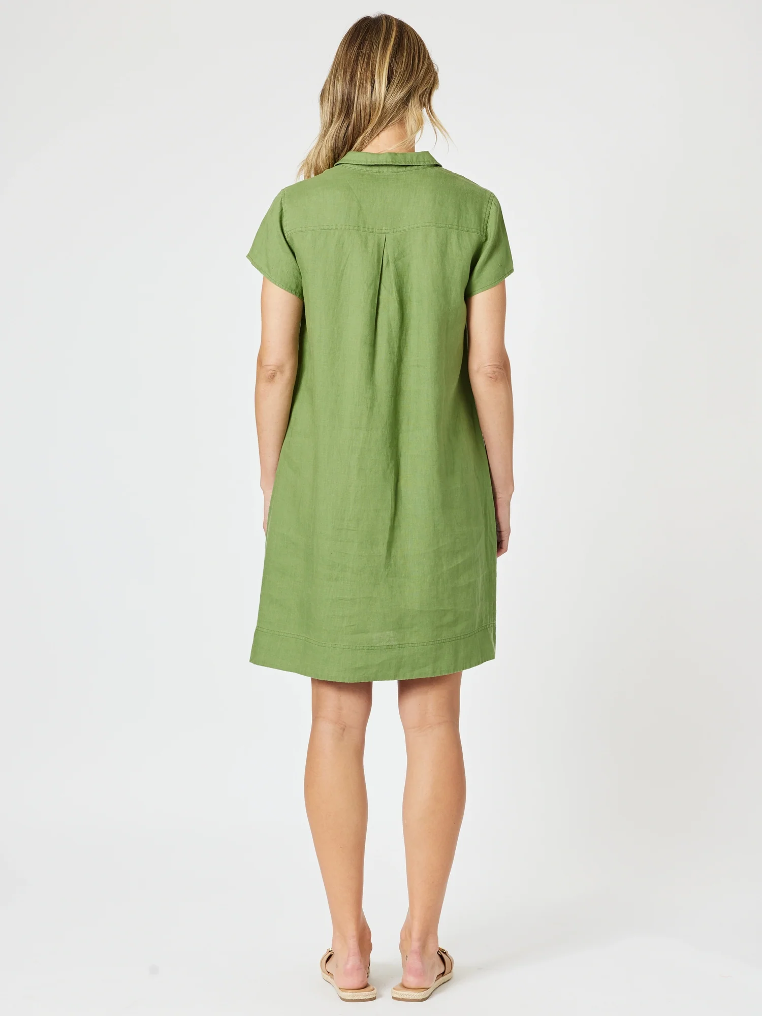Bravo Linen Shift Dress - Basil