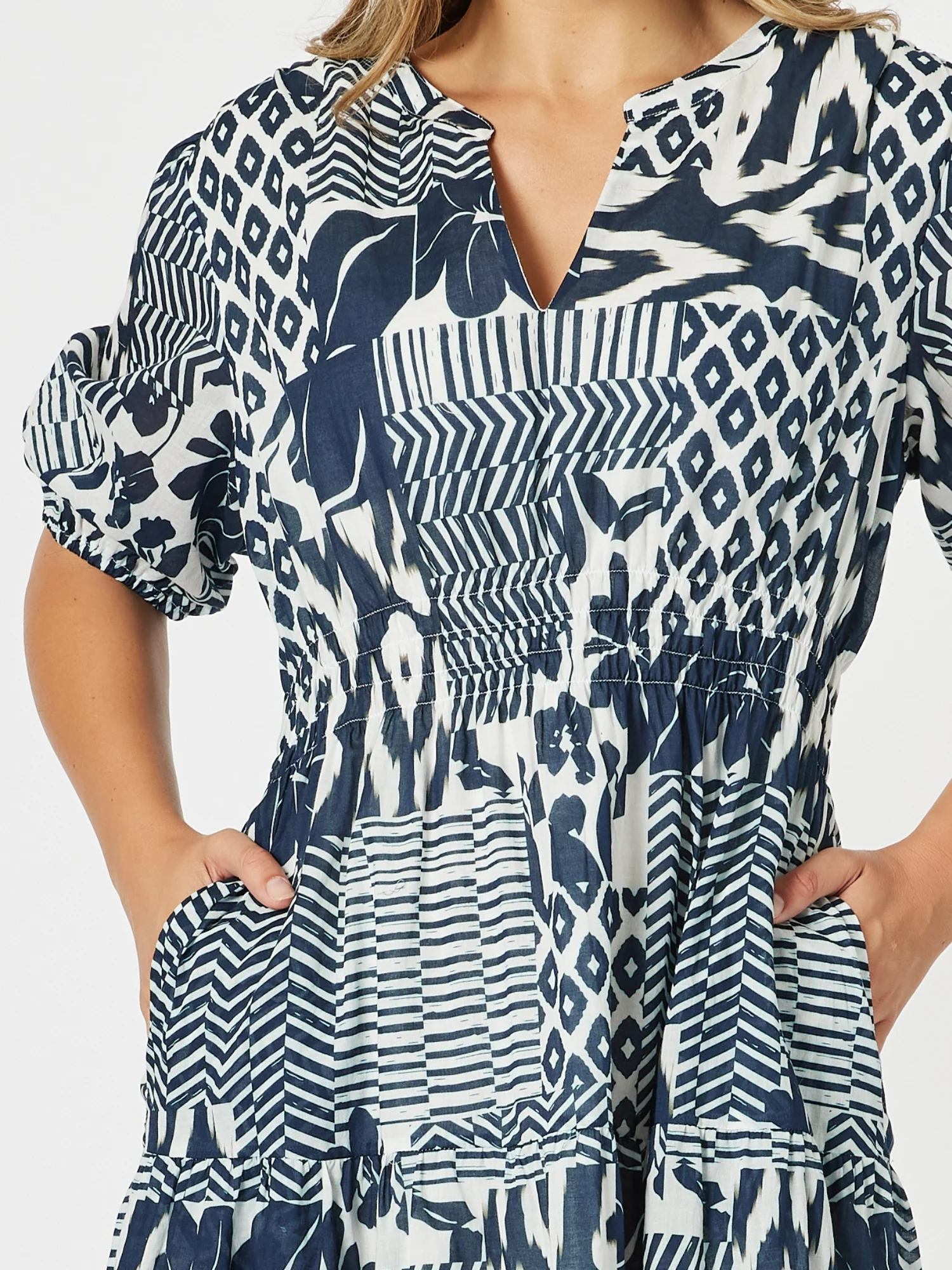 Calabasas Print Dress - Navy/White