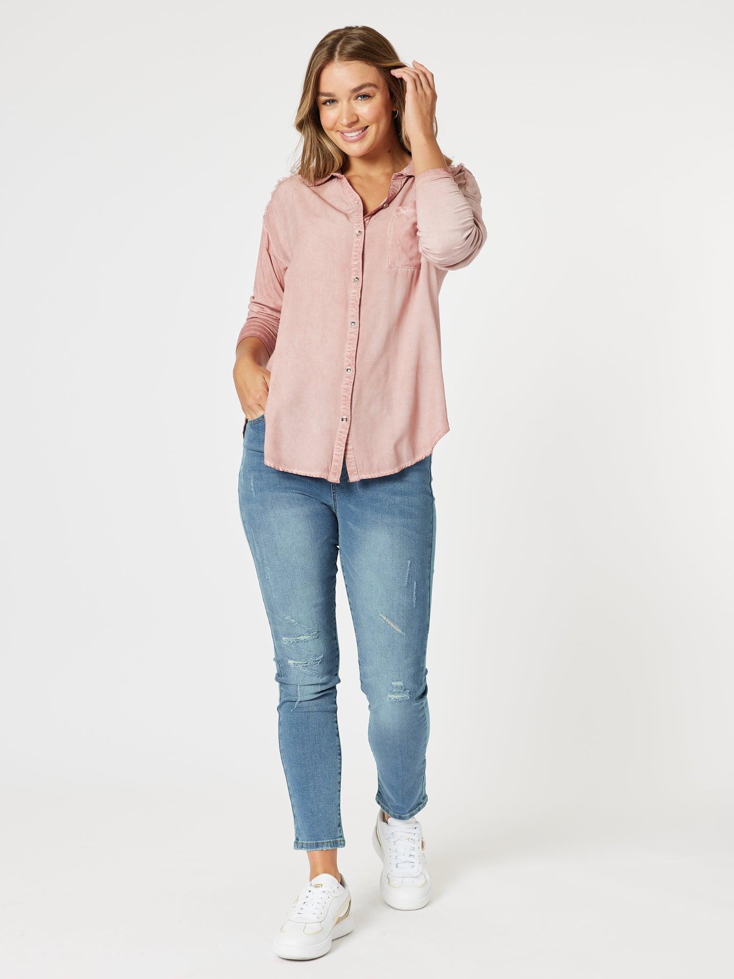 Paige Garment Washed Shirt - Washed Pink