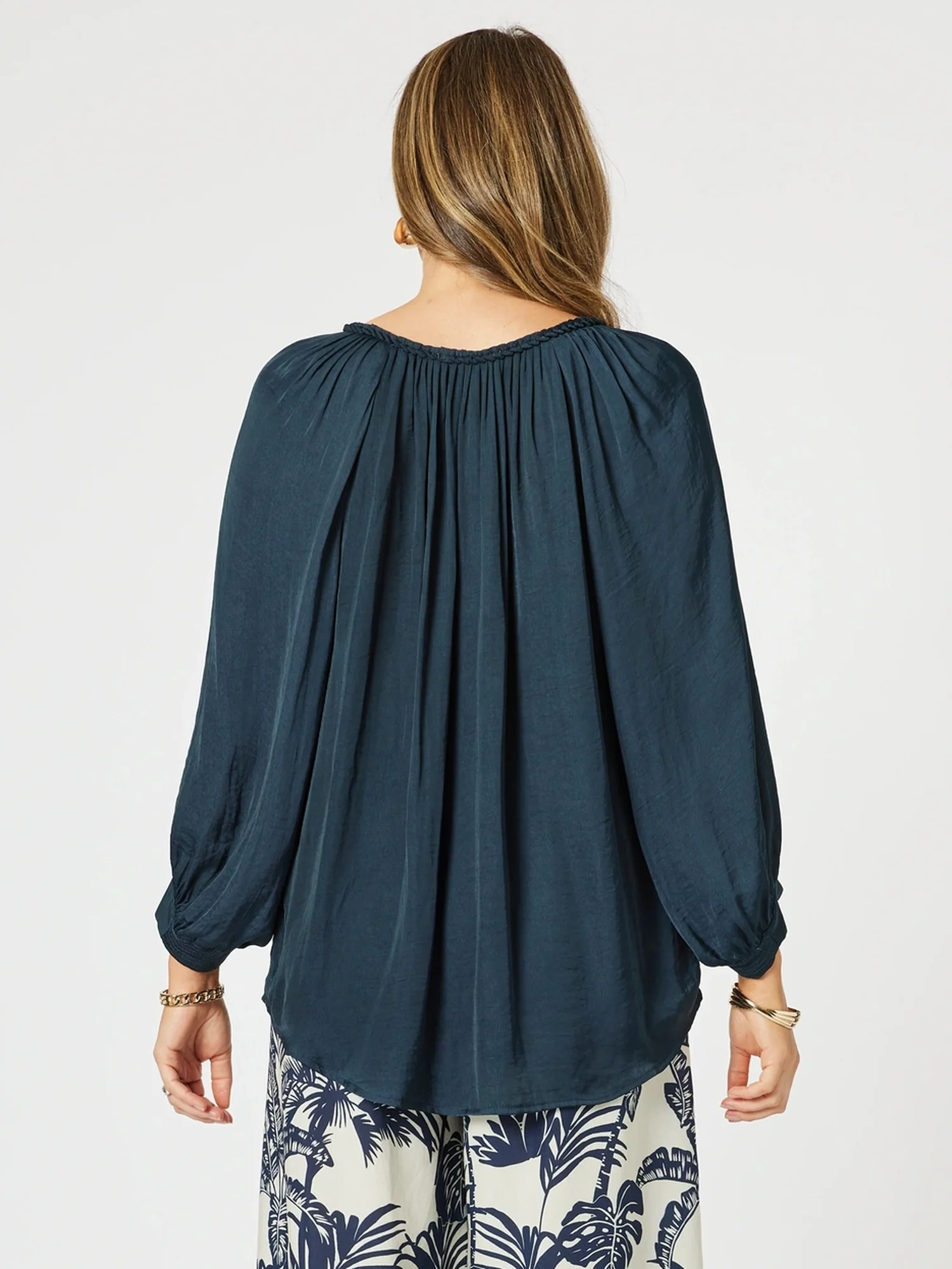 Lux Plait Top - Navy