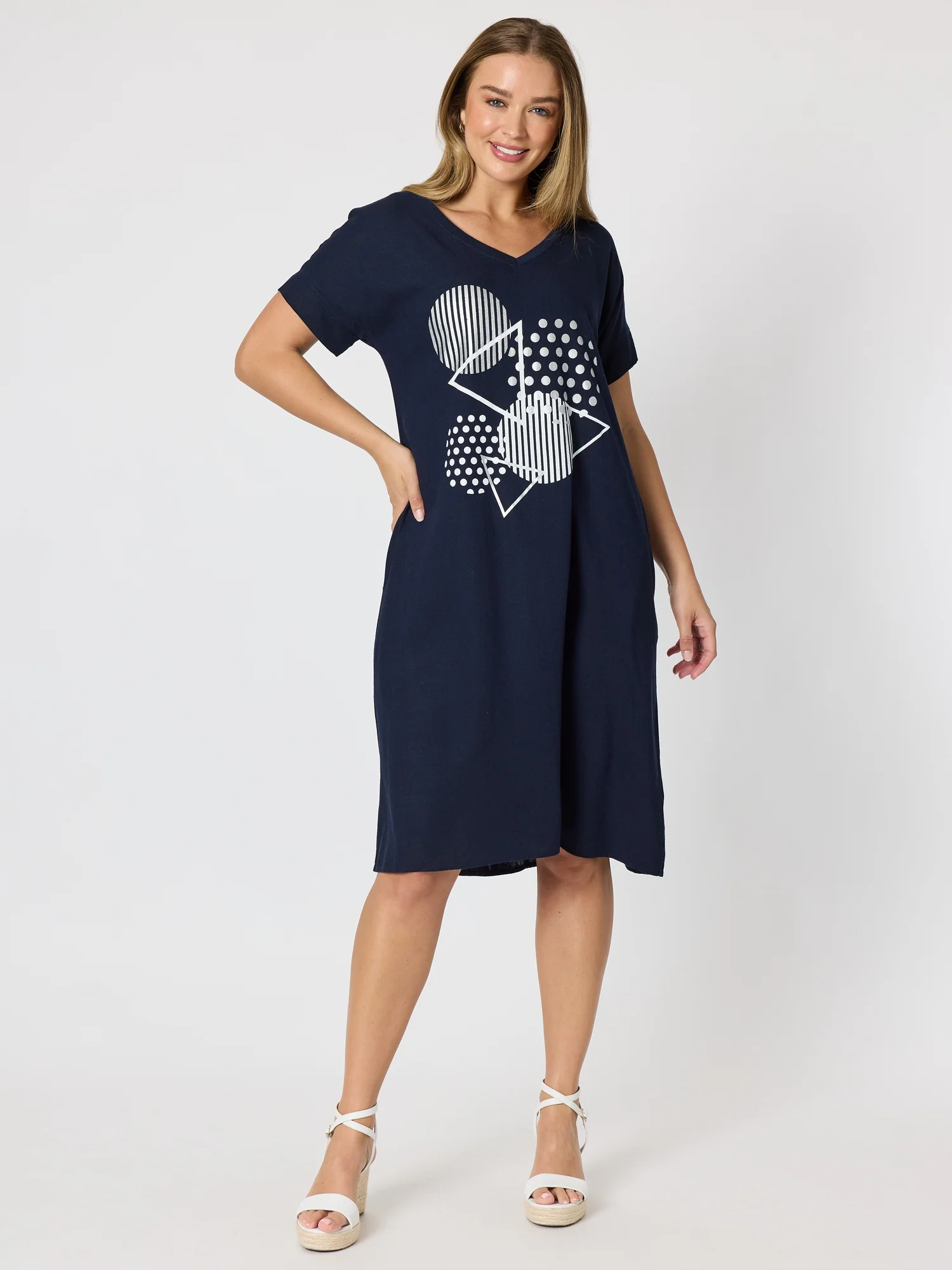 Circle on Circle Dress - Navy