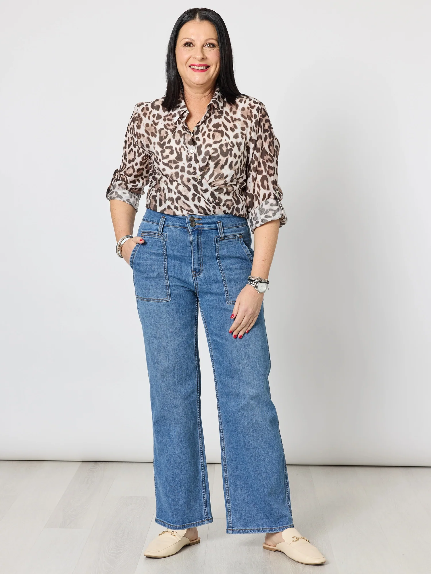 On Safari Print Sheer Shirt - Natural Multi