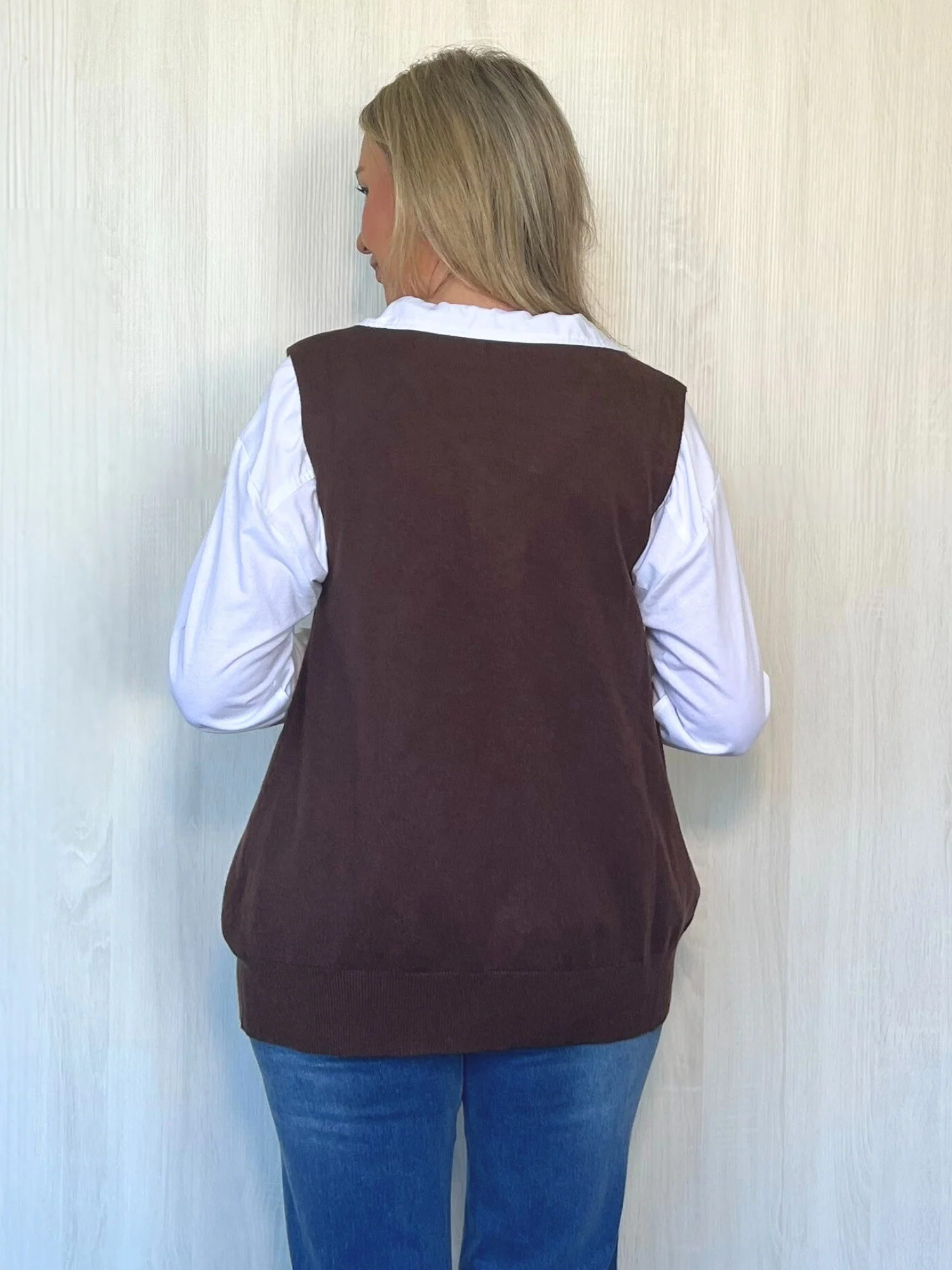 Vicky Side Split Knit Vest - Chocolate