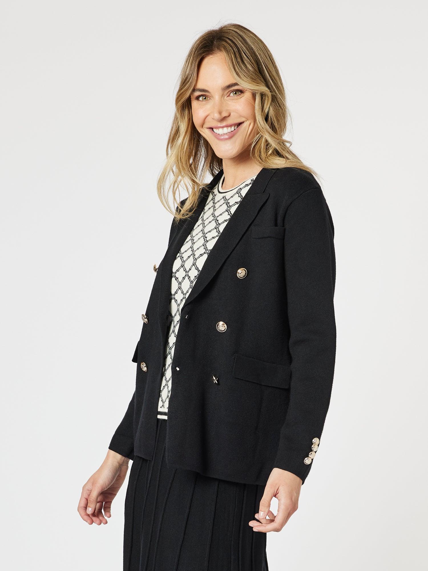 Lucy Knit Blazer Jacket - Black