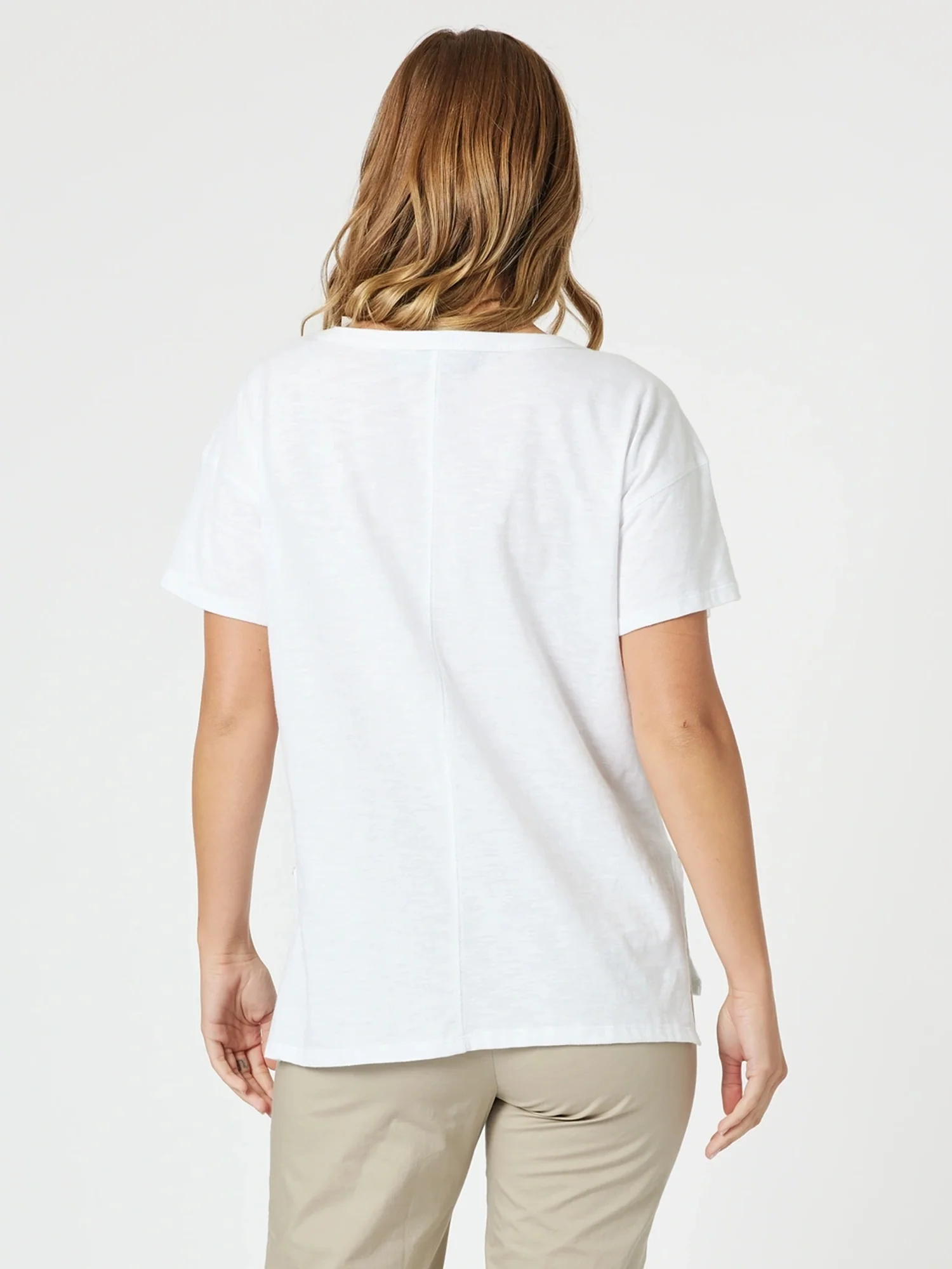 Elle V Neck Tee - White