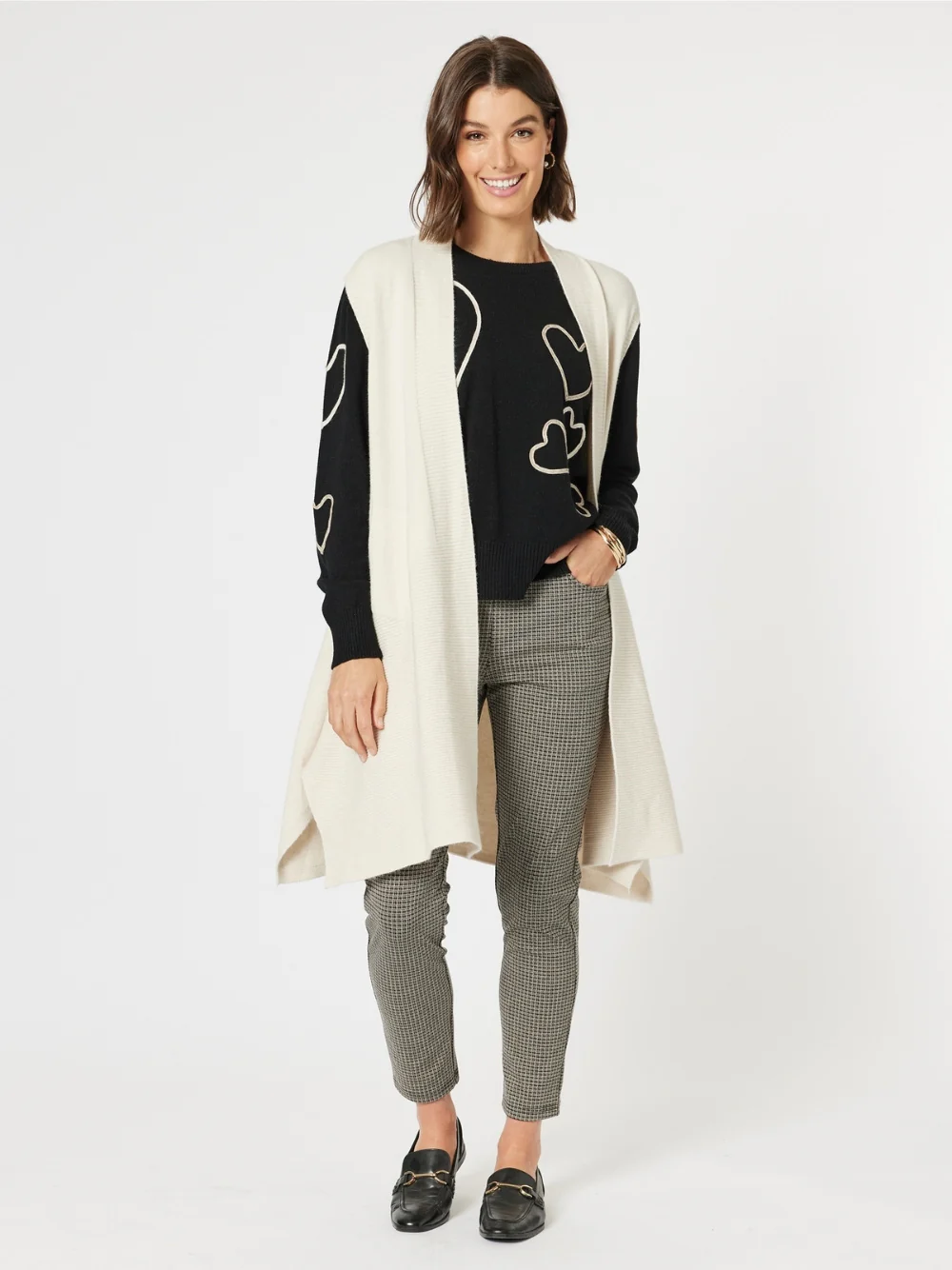 Casa Longline Knit Vest - Light Natural