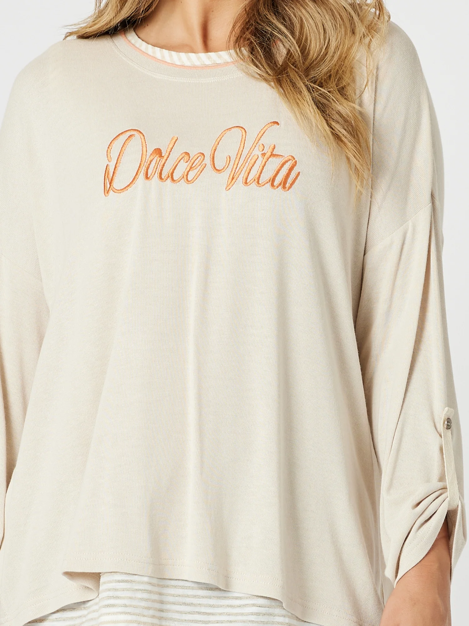 Dolce Vita Embroidered 2 in 1 Top - Natural