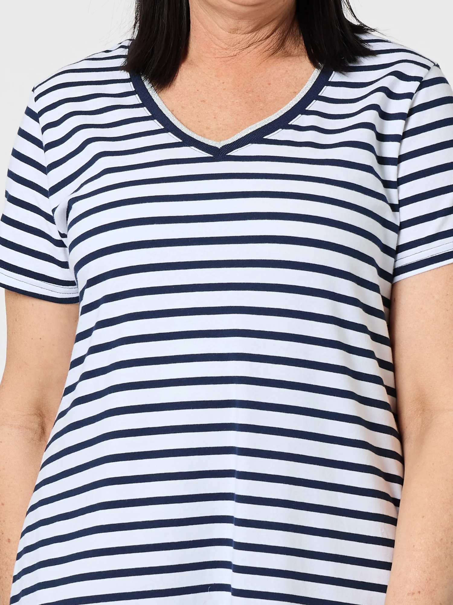 Gemma Stripe Print Dress - Navy/White