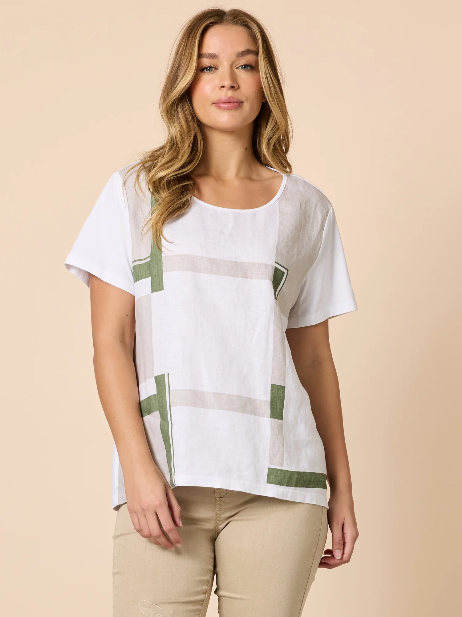 Geometric Print Top - White Basil