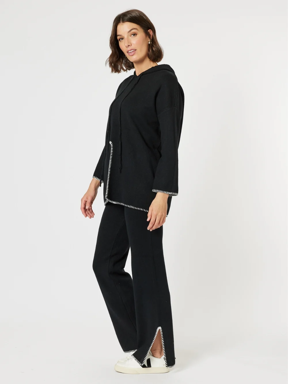 Cosy Split Hem Pant - Black