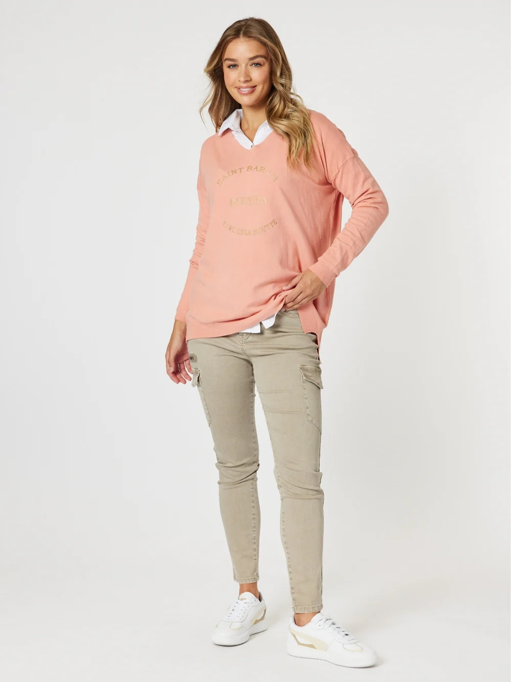 Paige Cargo Slim Leg Jean - Washed Natural