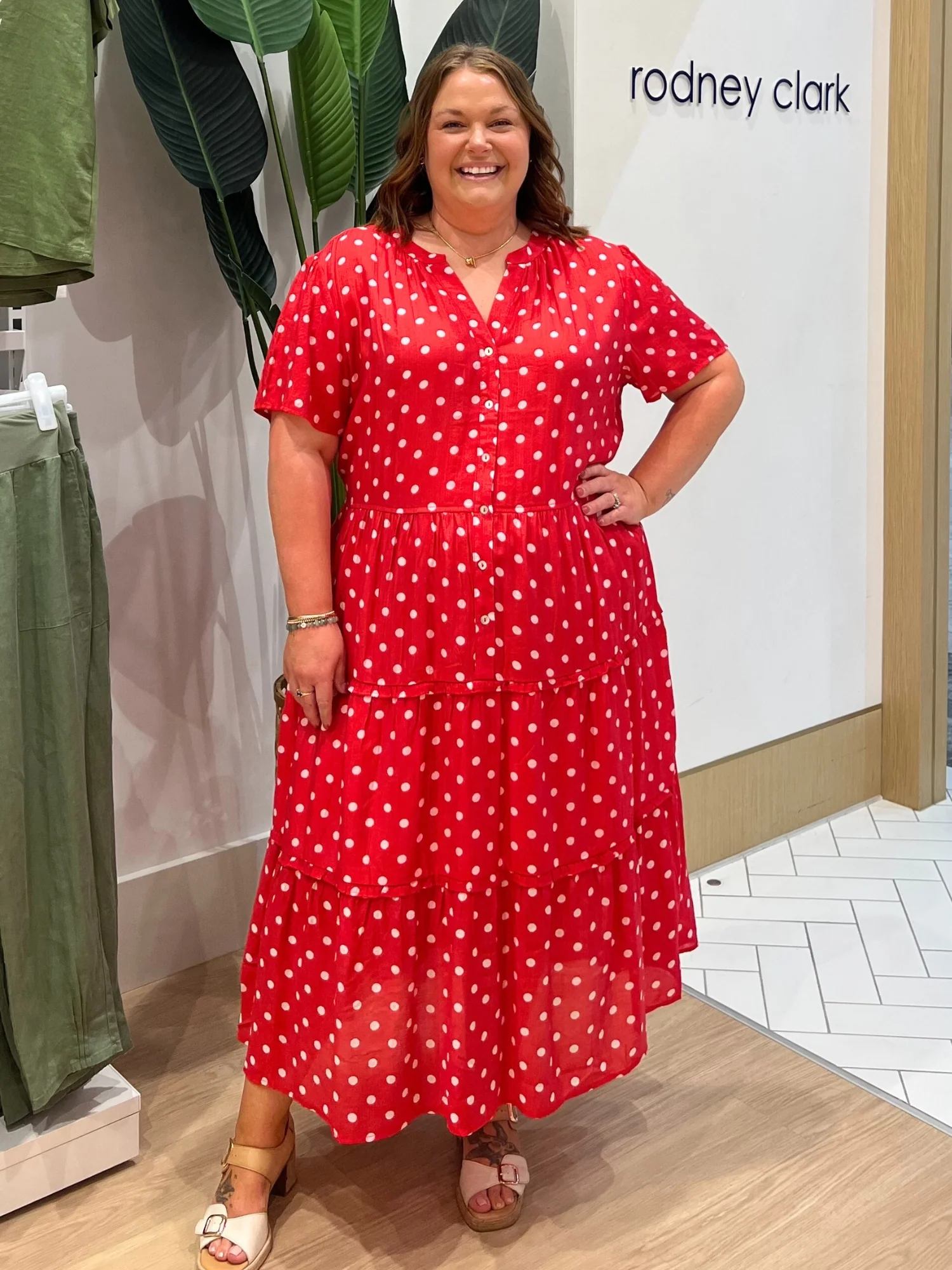 French Rose Spot Print Dress - Red/White