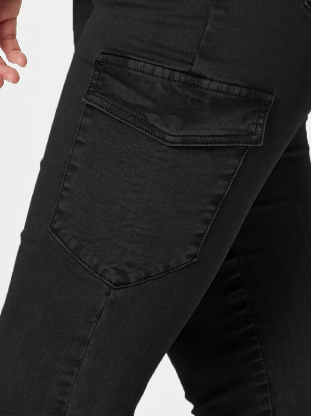 Paige Cargo Slim Leg Jean - Black