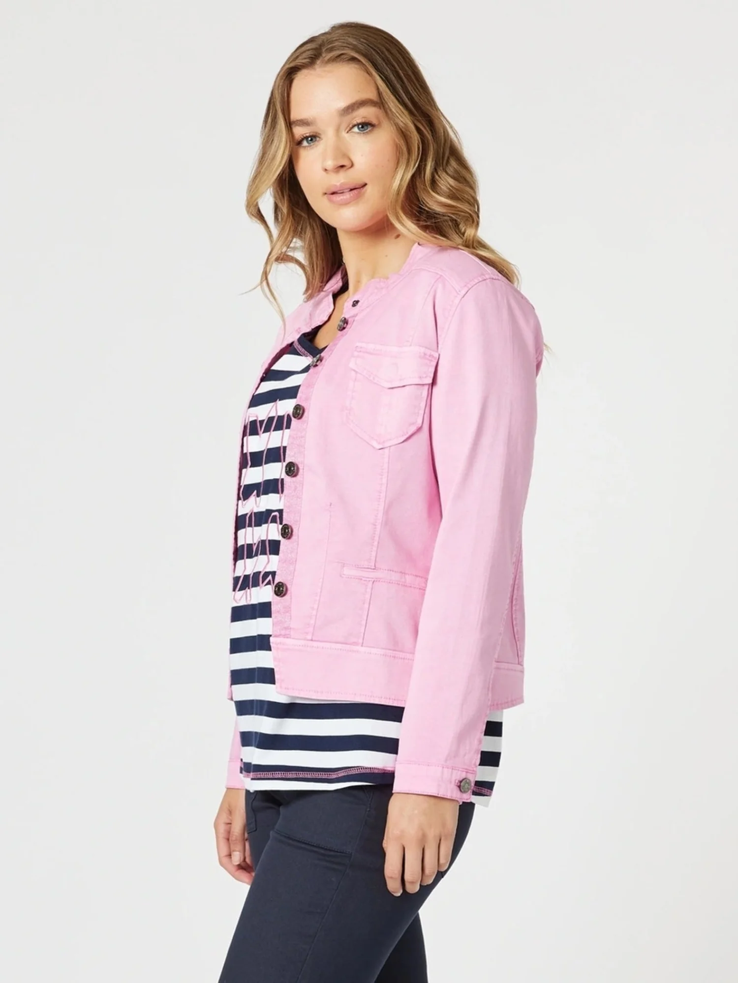 Maggie Denim Jacket - Flamingo