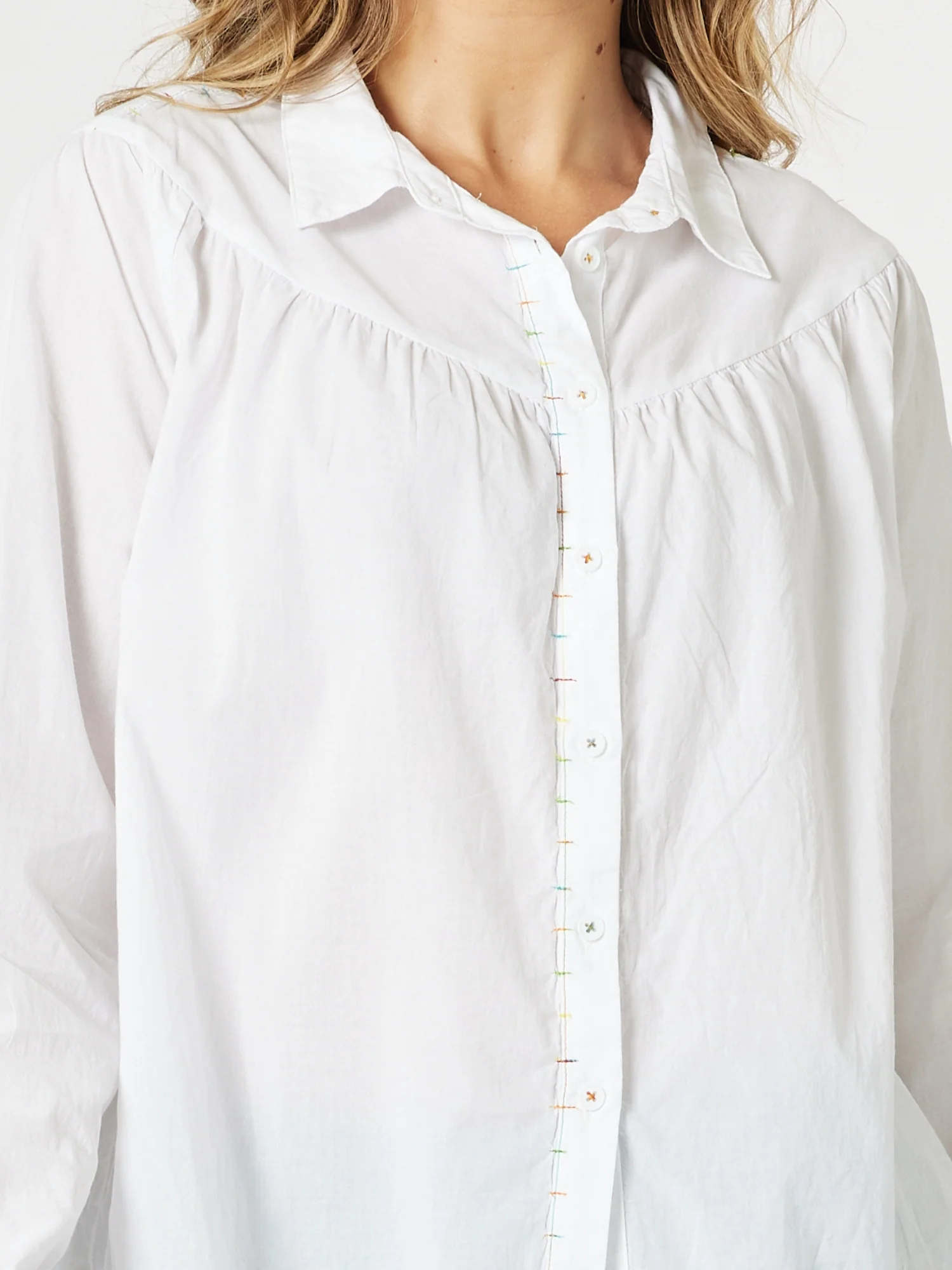 Crayon Stitch Shirt - White