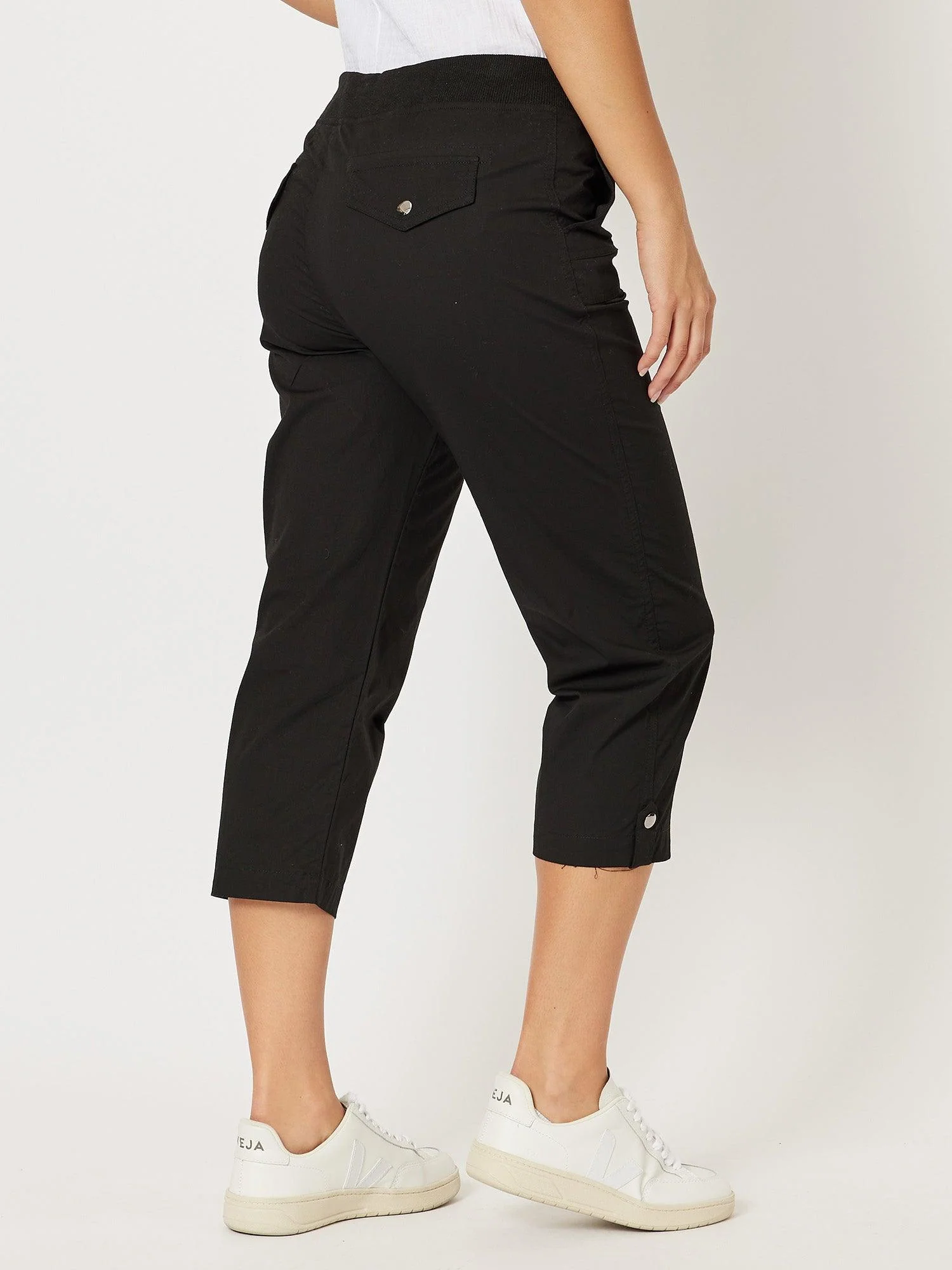 Santorini Cropped Cotton Pant - Black