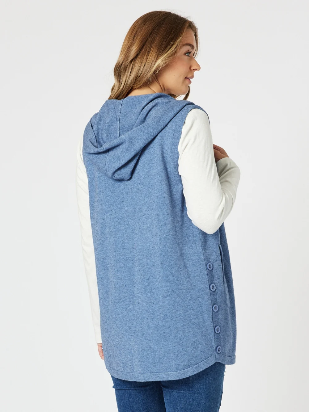 Ollie Side Button Vest - Indigo