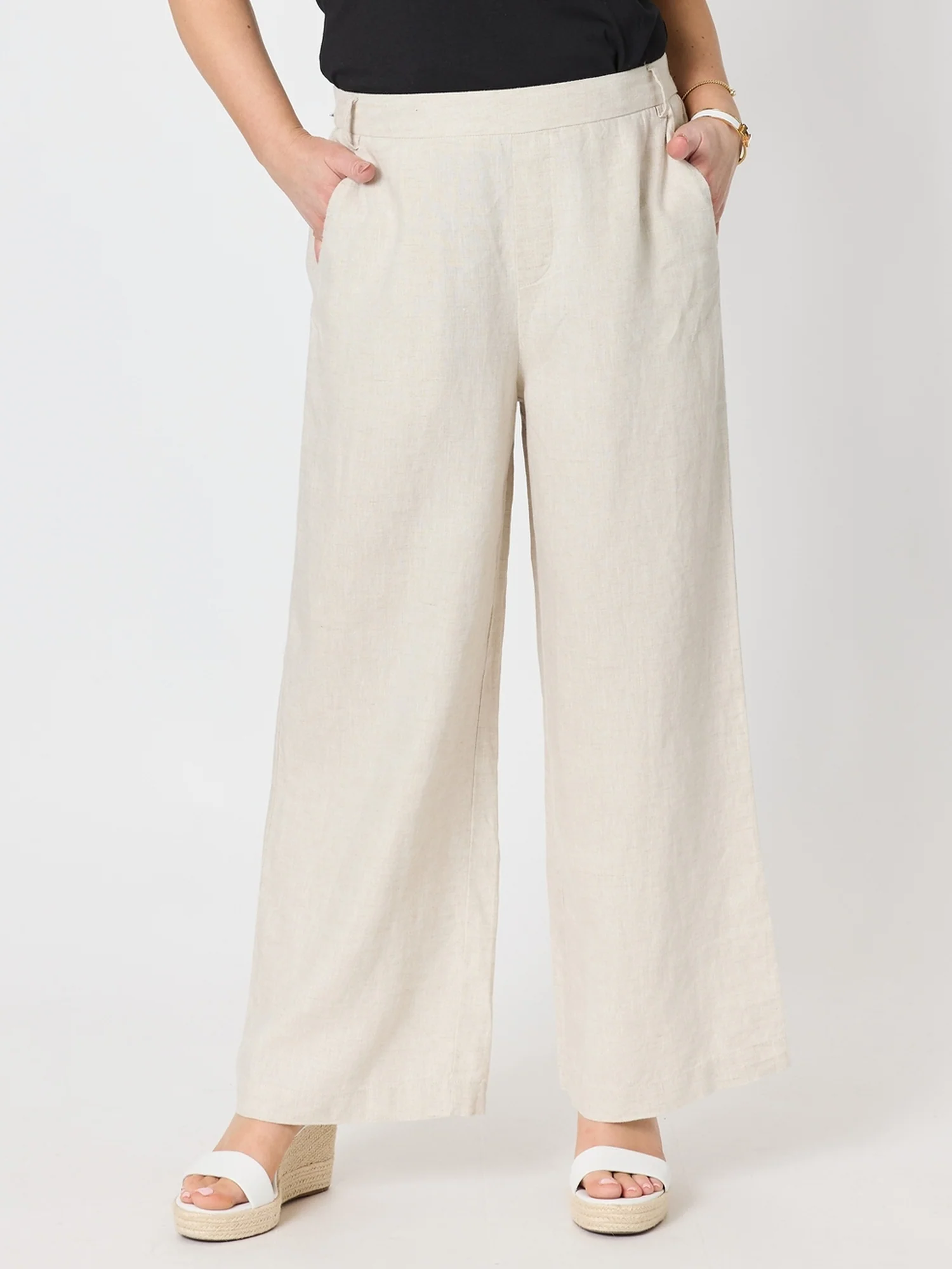 Lino Wide Leg Pant - Natural