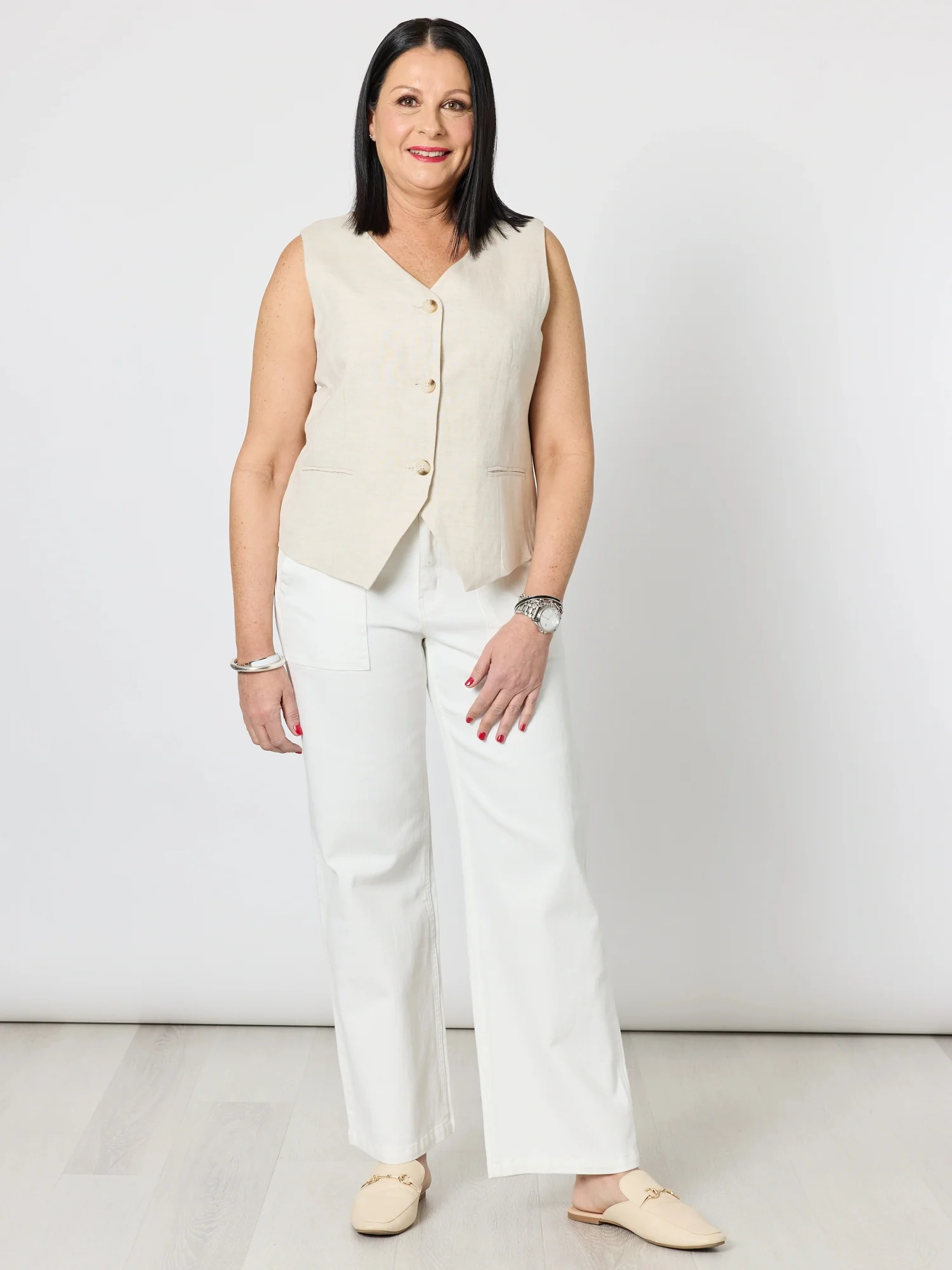 Lino Short Vest - Natural