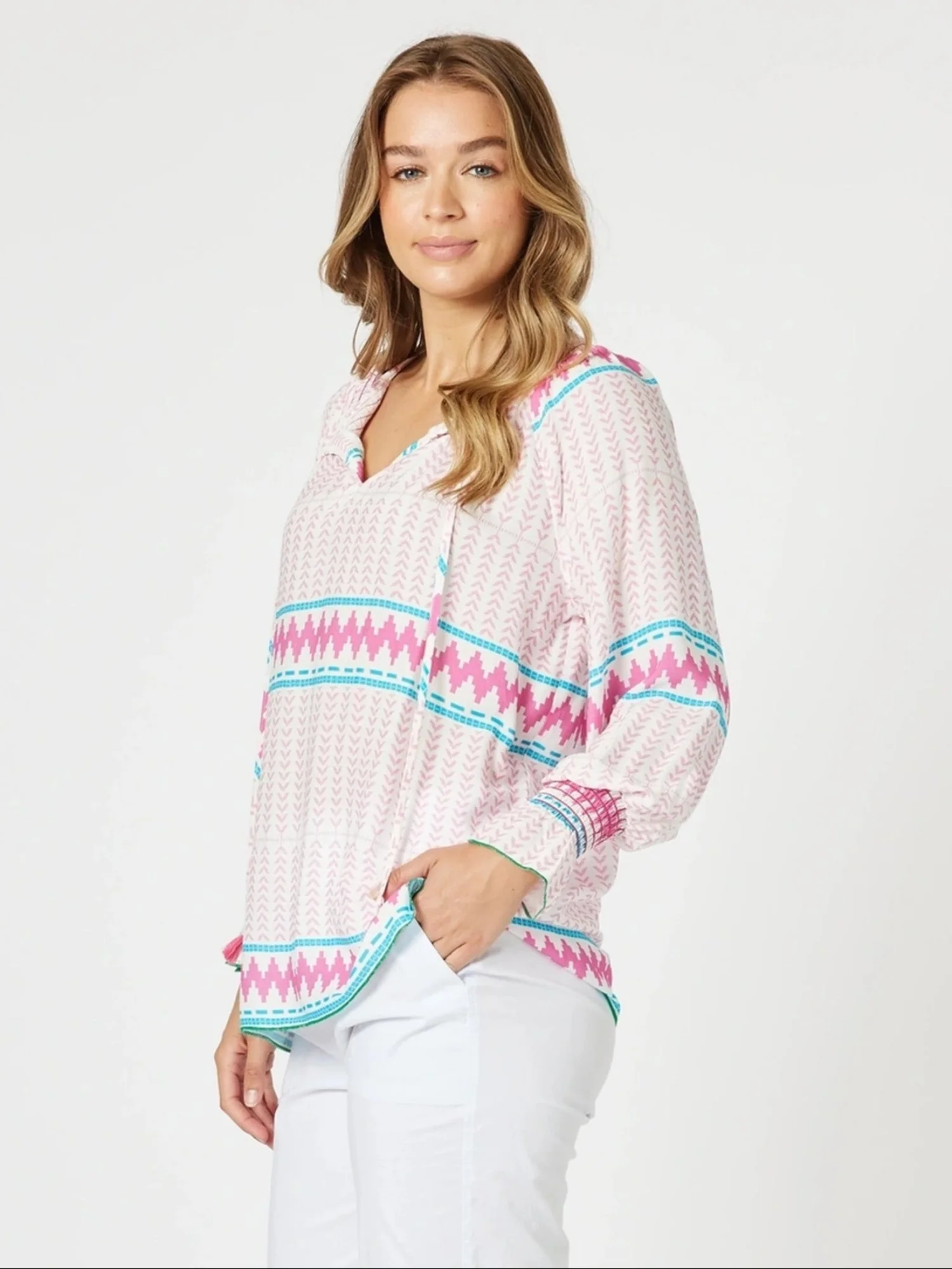 Geo Print Top - Pink/Multi