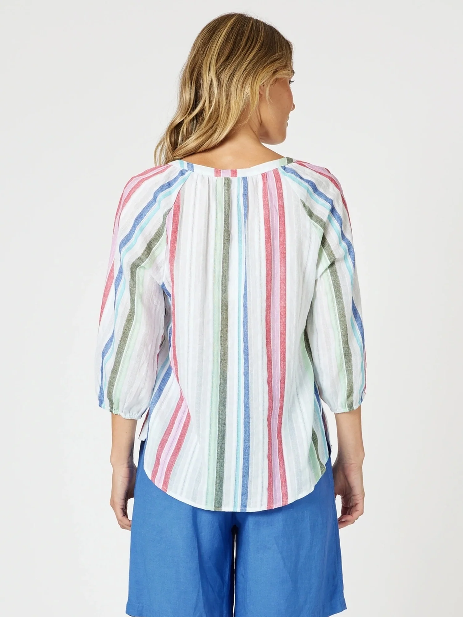 Havana Stripe Print Top - Basil Multi