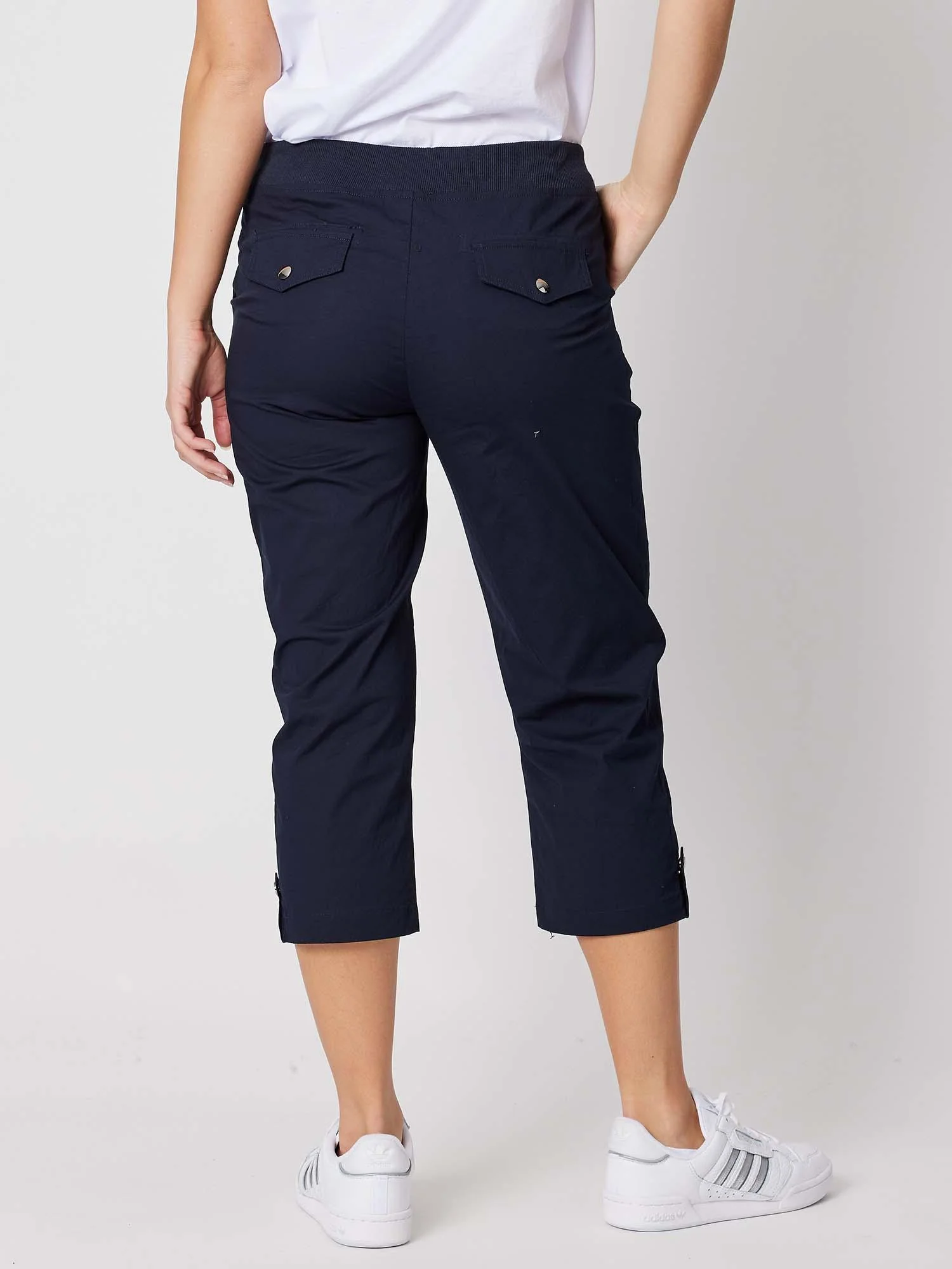 Santorini Cropped Cotton Pant - Navy