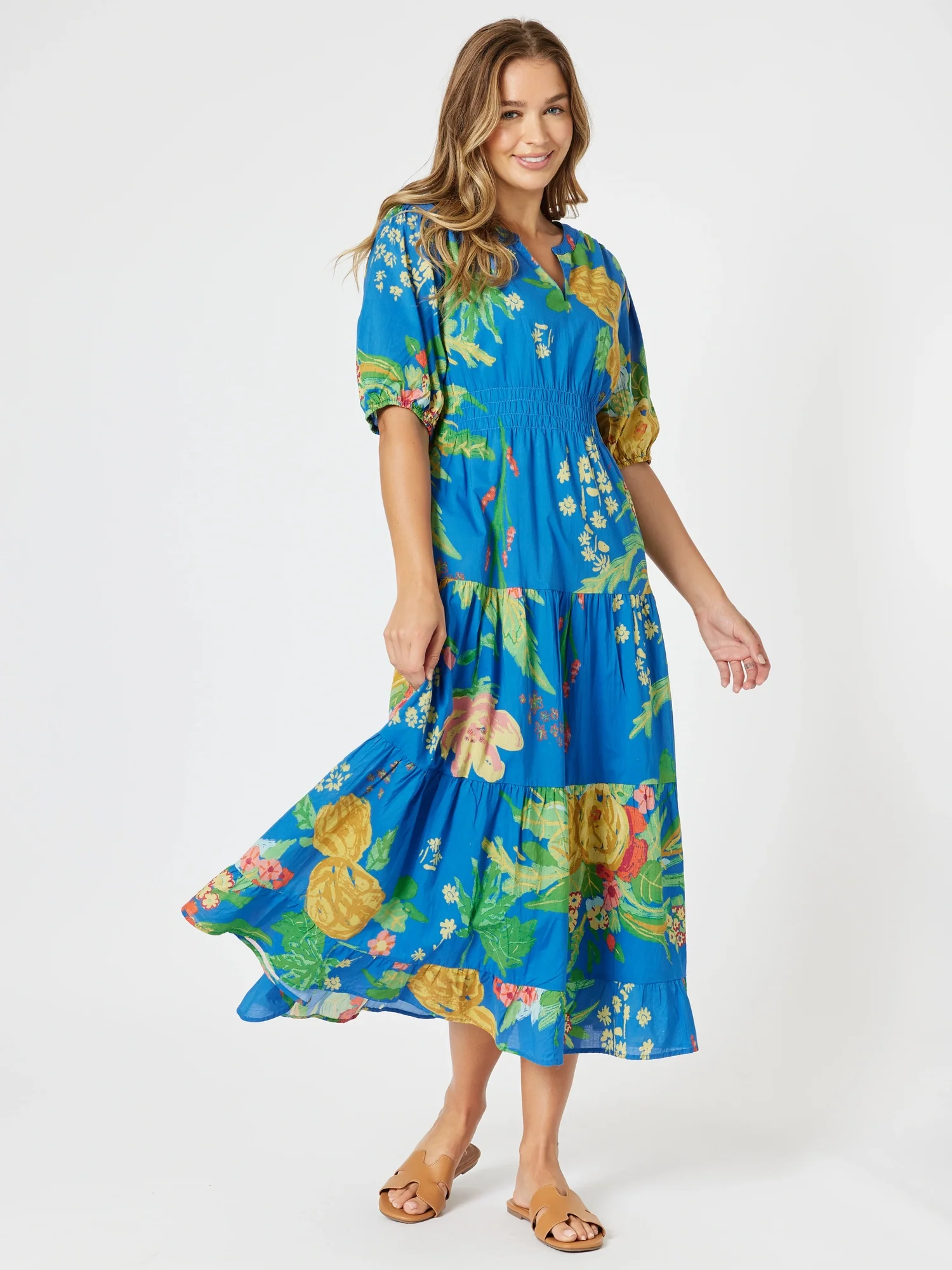 Tropics Floral Print Dress - Blue/Multi
