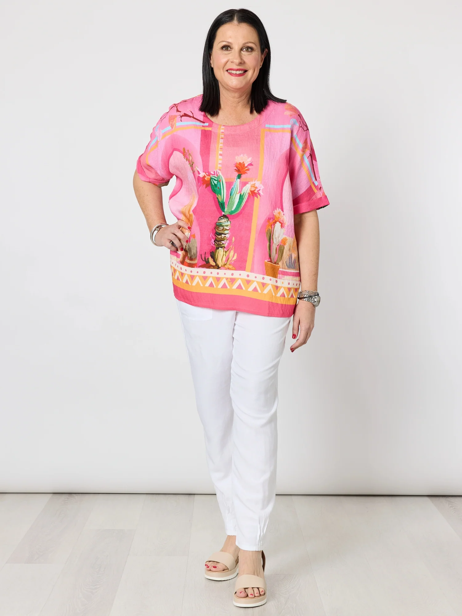 The Tulum Print Shell Top - Pink/Multi