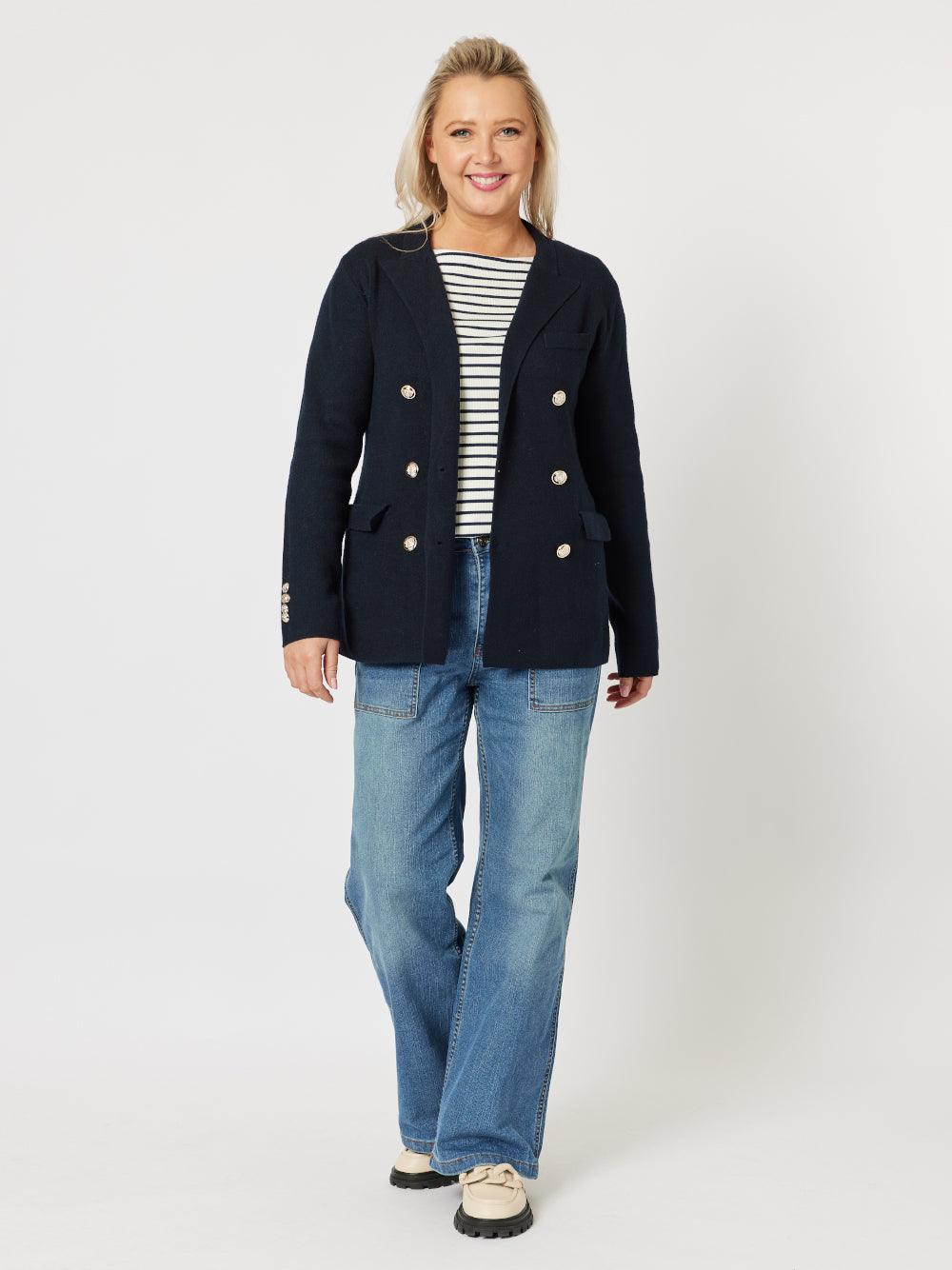 Lucy Knit Blazer Jacket - Navy