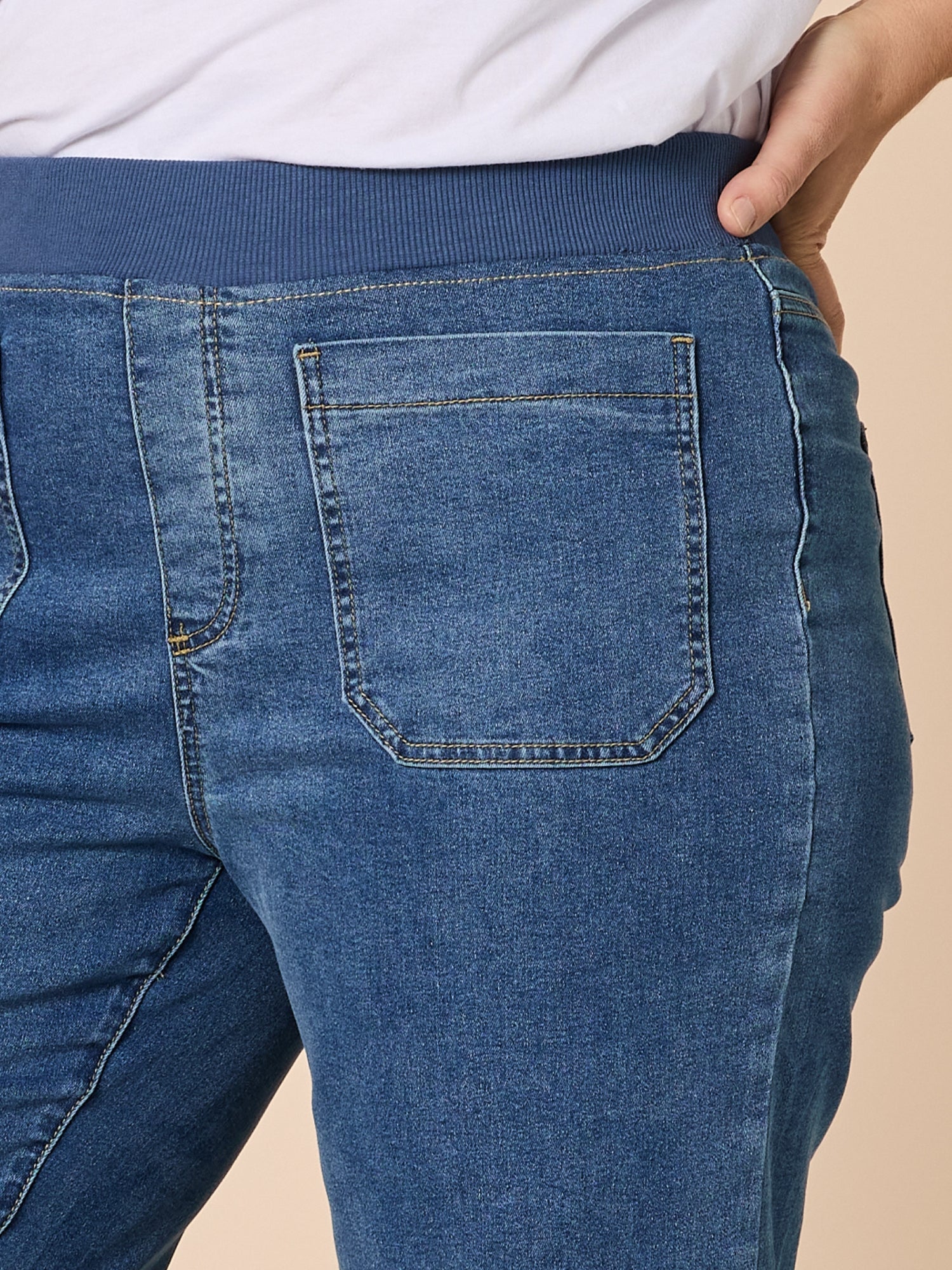 Carpenter Stretch Wide Leg Pull On Denim Jean - Washed Denim