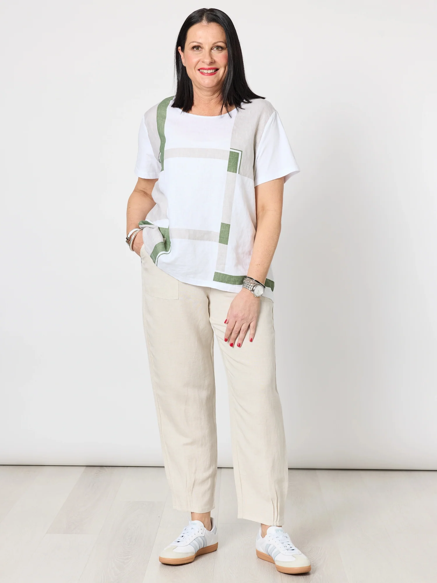 Geometric Print Top - White Basil