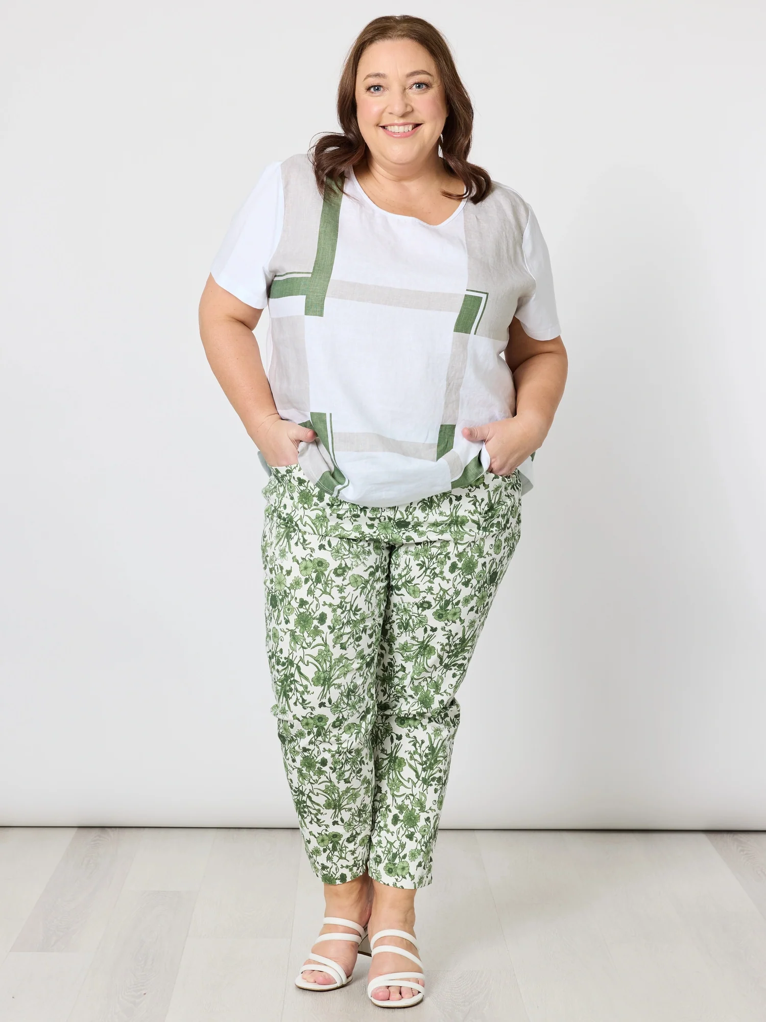 Geometric Print Top - White Basil