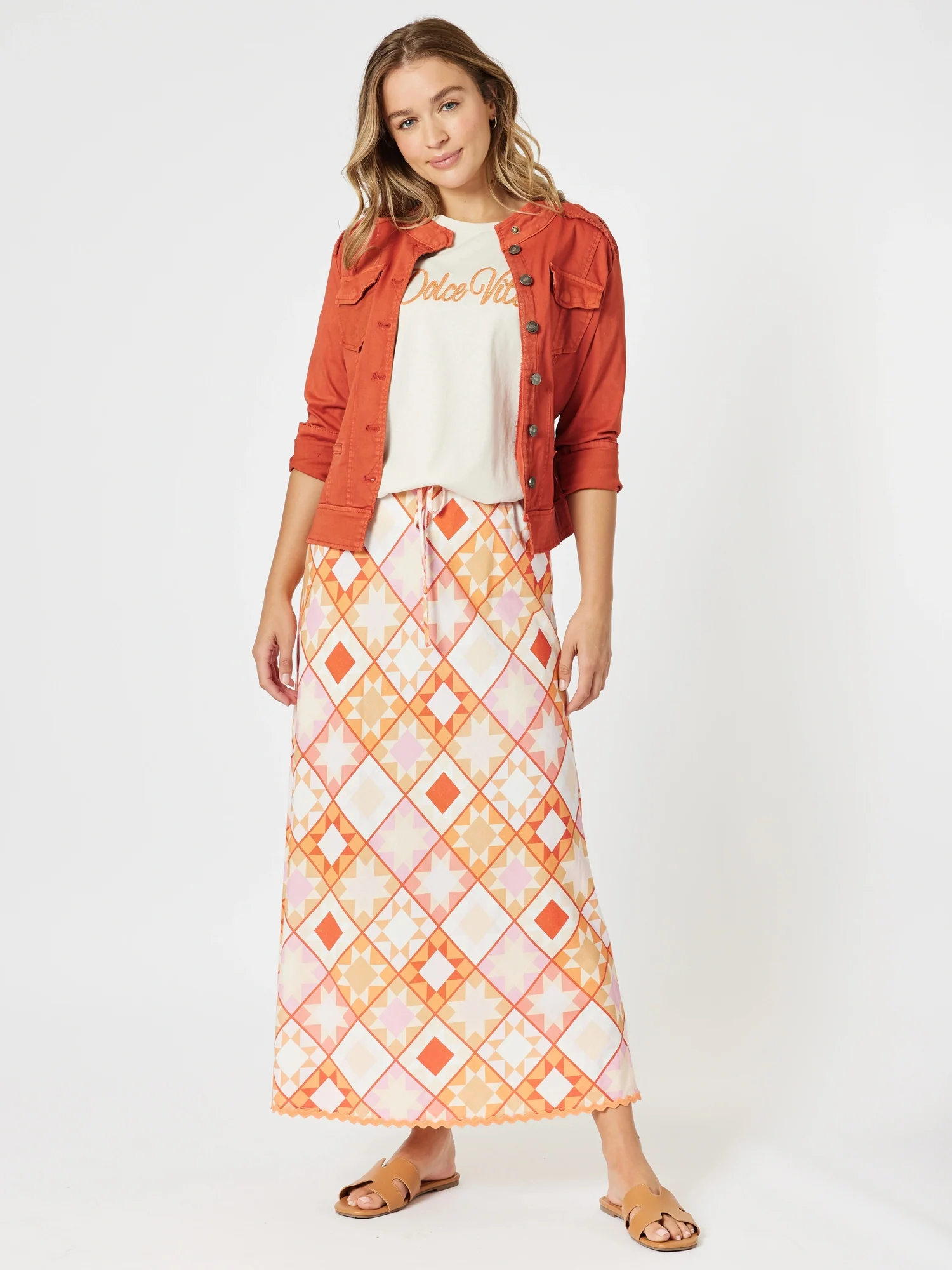 Corfu Print Skirt - Mango Multi