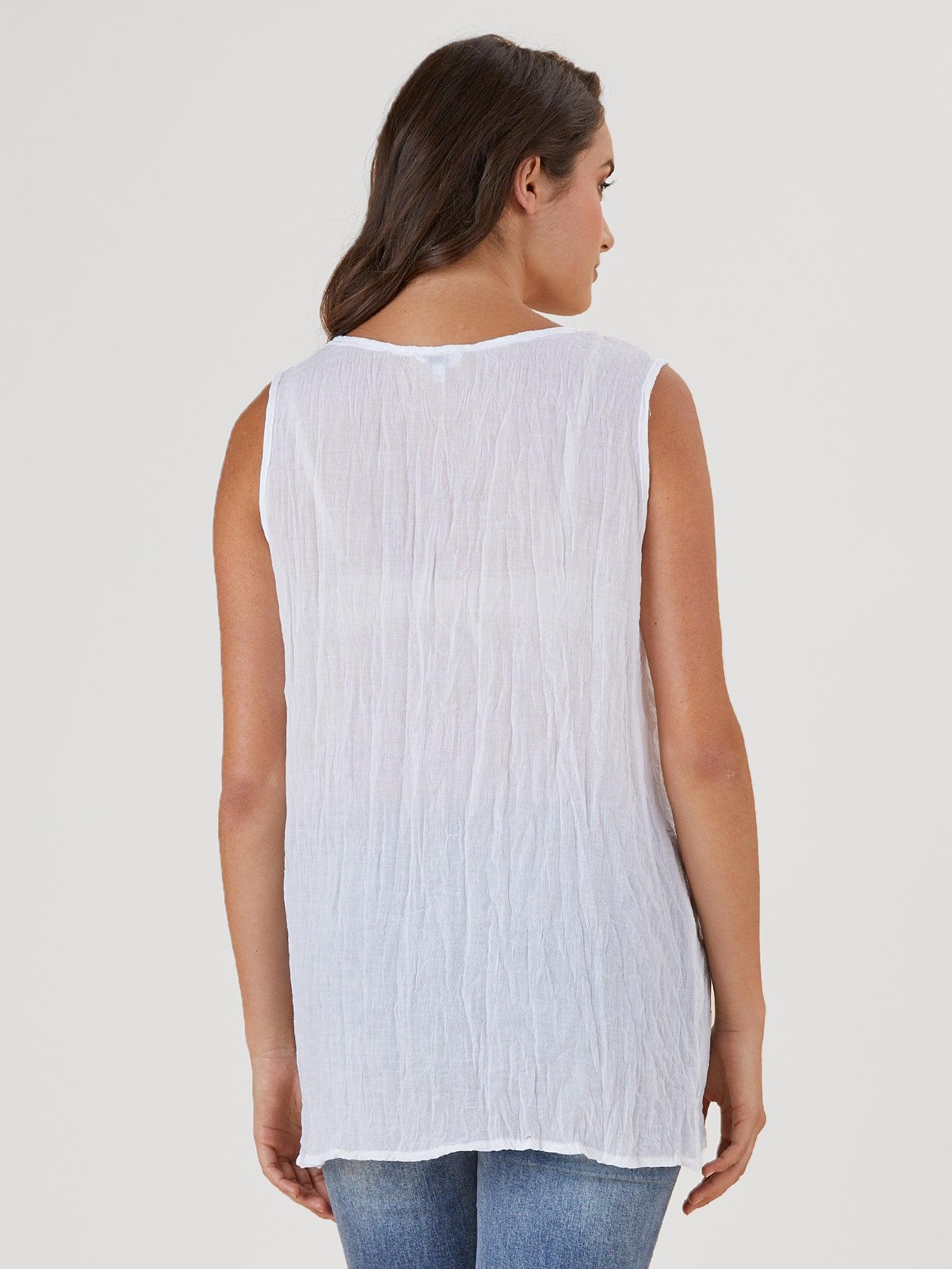 Crushed Layering Cami - White