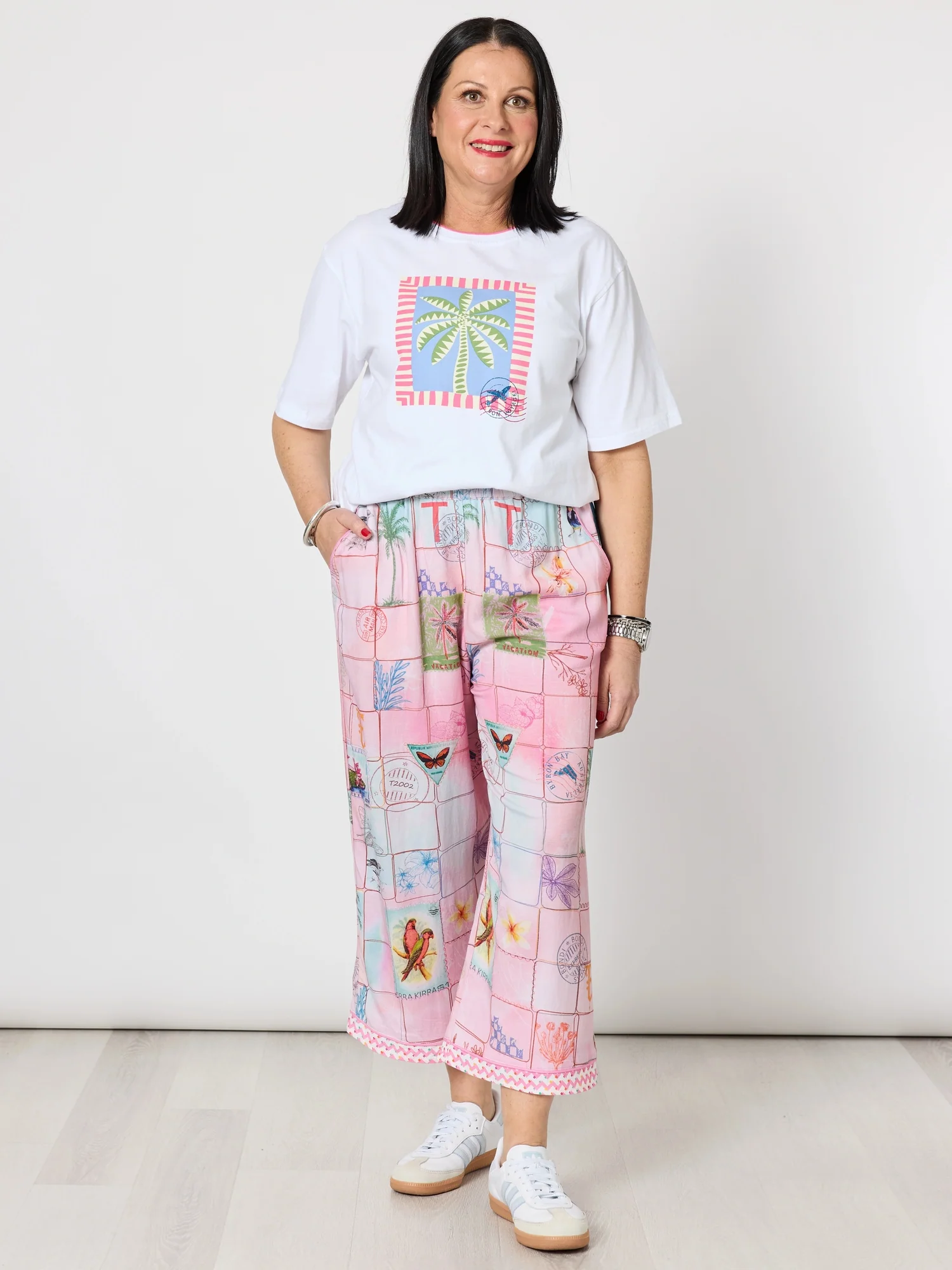 Capri Print Wide Leg Pant - Pastel Multi