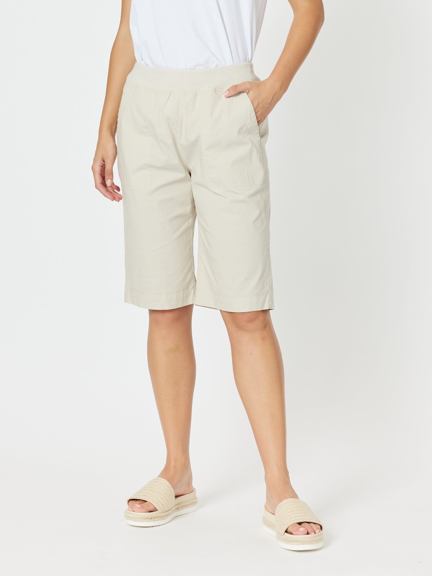 Santorini Cotton Pull On Short - Stone