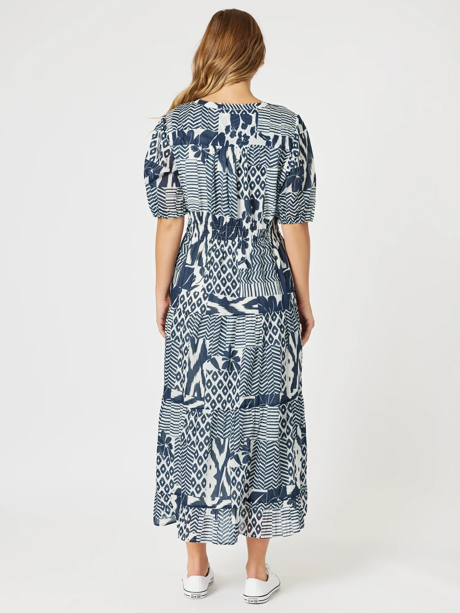 Calabasas Print Dress - Navy/White