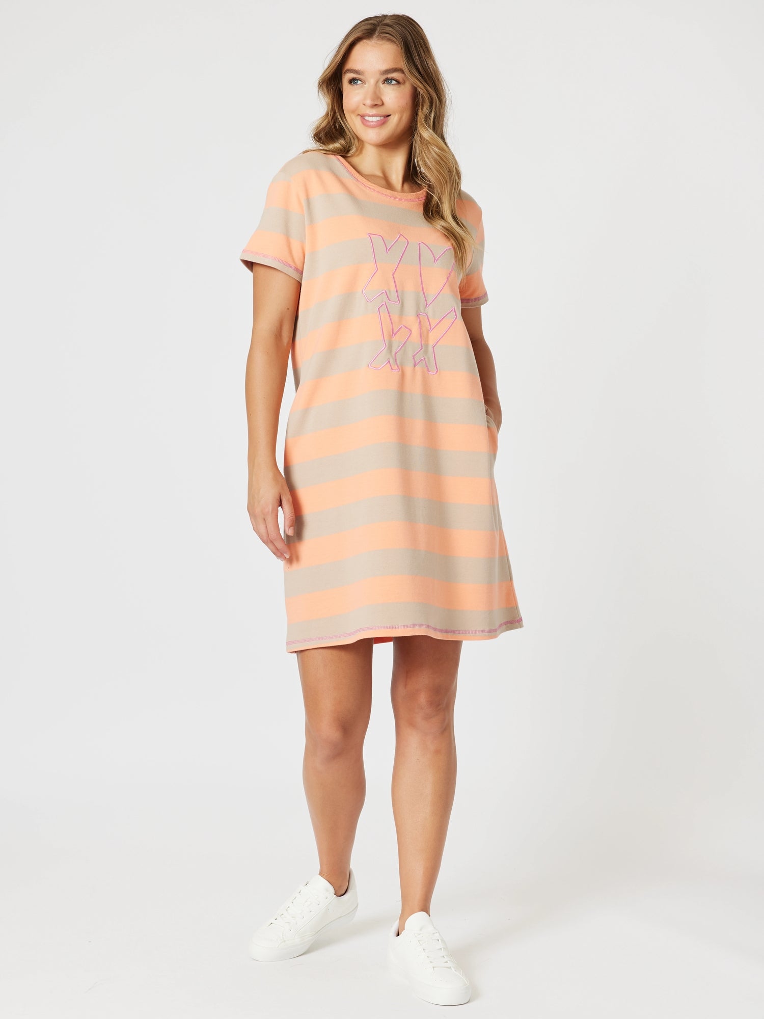 Love & Kisses Stripe Print Dress - Mango Natural