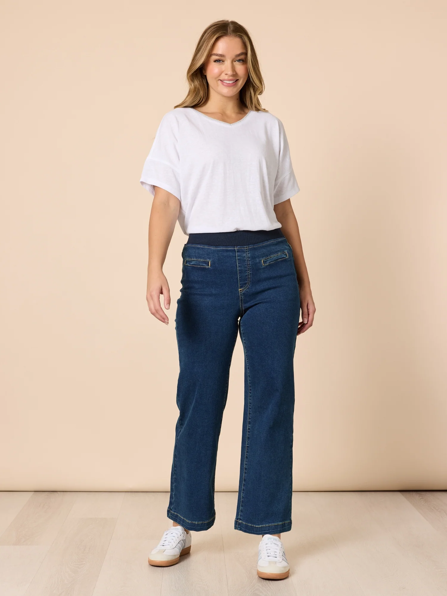 Maddy High Rise Wide Leg Jean - Dark Denim