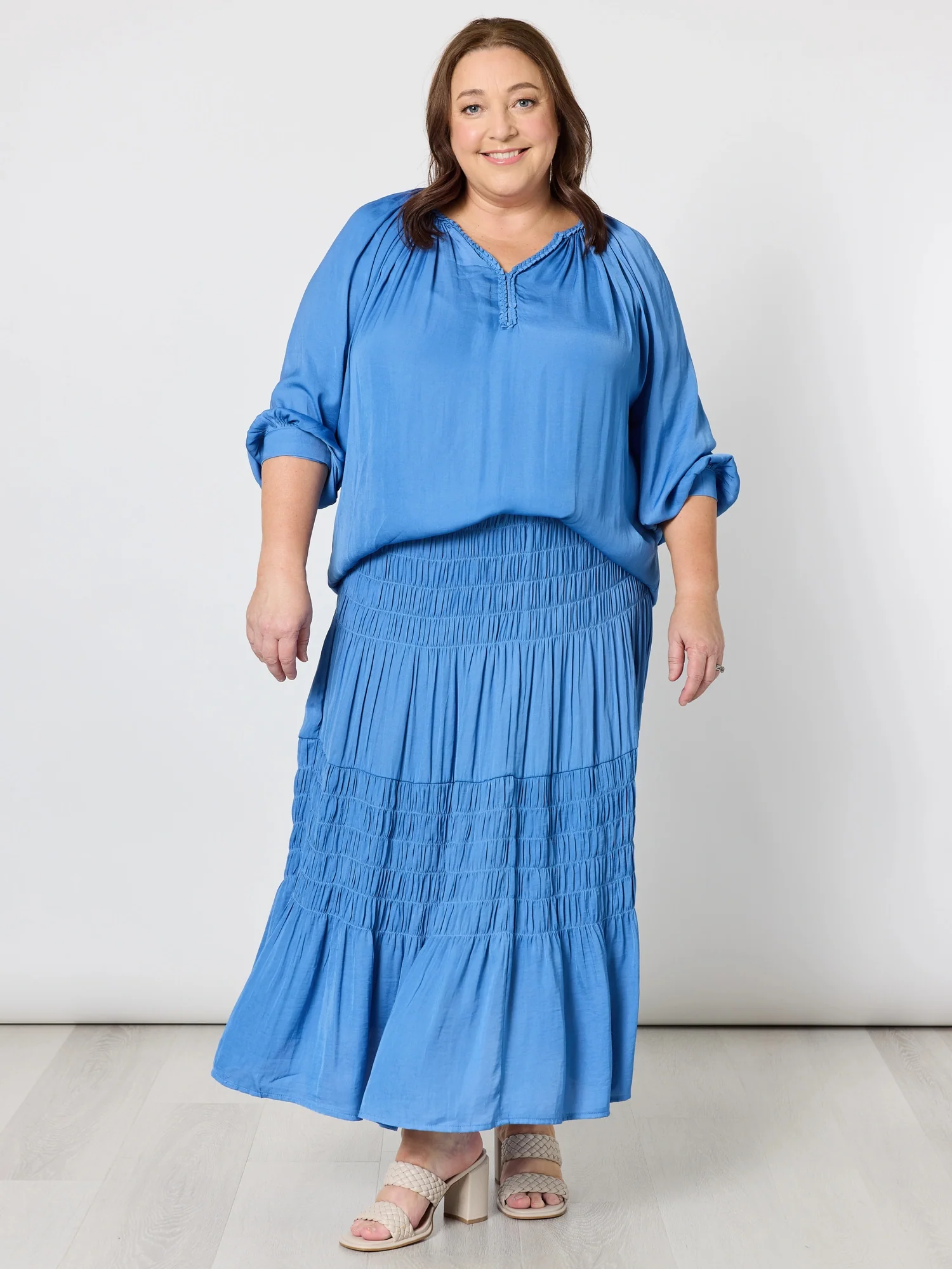 Lux Plait Top - Pacific Blue