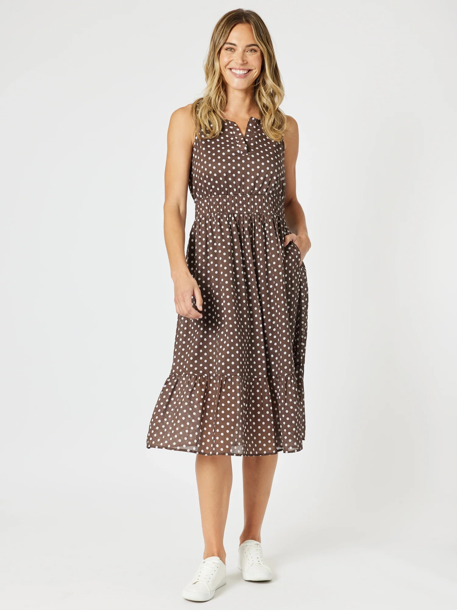 Get Spotty Print Dress - Koko White